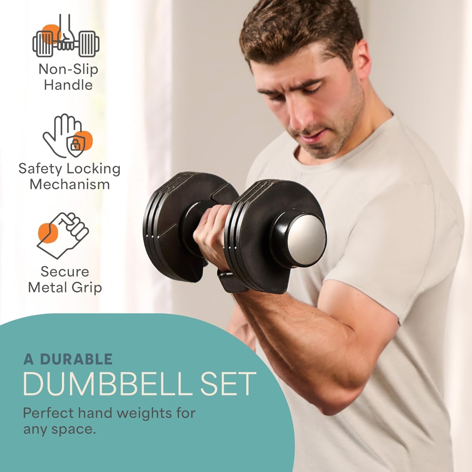 LifePro Adjustable Dumbbells Set 25lb Pair – 5-in-1 Compact Weights with Rack, Quick Adjust Slider, Secure Grip Handle – Space-Saving Hand Weights