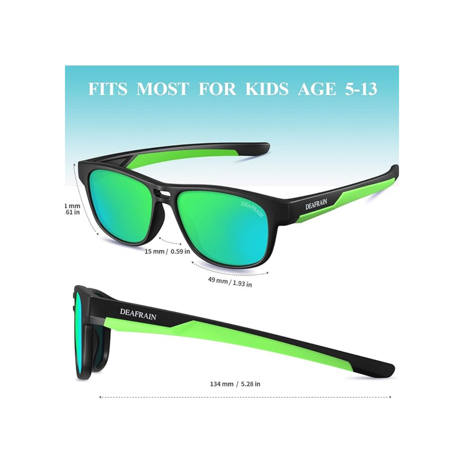 DEAFRAIN Kids Polarized Sunglasses Sport TPEE Flexible Frame 100% UV Protection for Boys Girls Age 5-13
