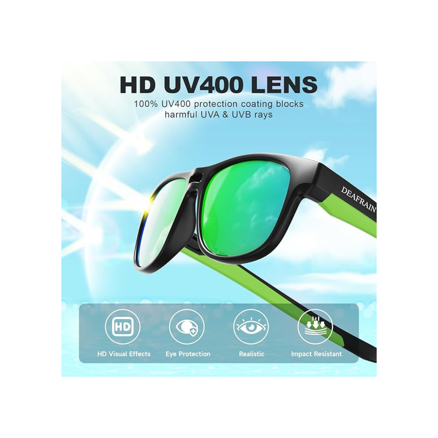 DEAFRAIN Kids Polarized Sunglasses Sport TPEE Flexible Frame 100% UV Protection for Boys Girls Age 5-13