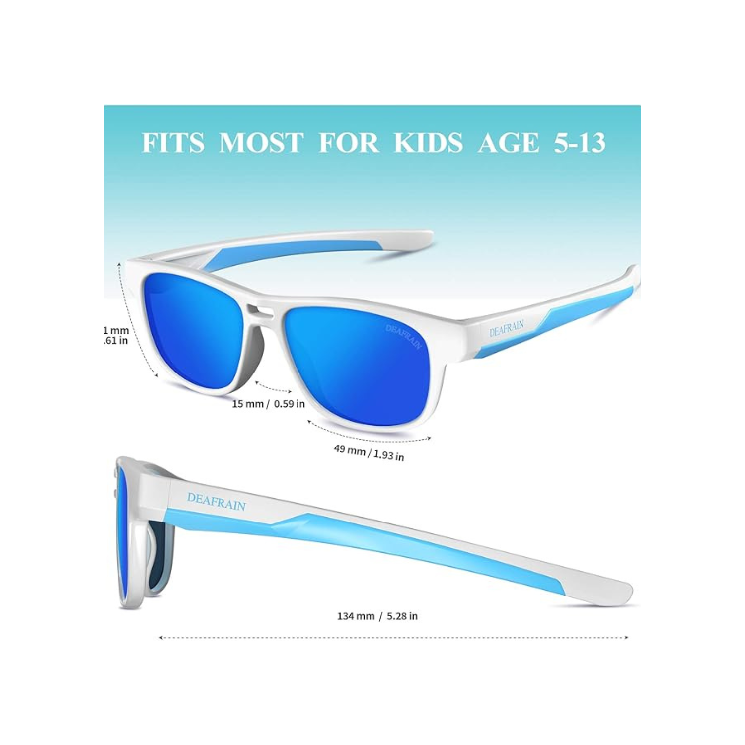 DEAFRAIN Kids Polarized Sunglasses Sport TPEE Flexible Frame 100% UV Protection for Boys Girls Age 5-13