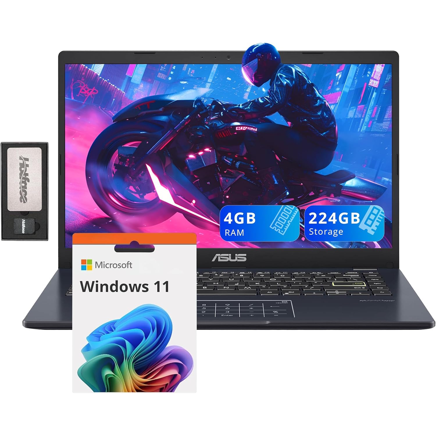 ASUS 14" FHD Laptop, Intel Pentium N6000 Processor, 224GB Storage(64GB eMMC+160GB Docking Station Set), 4GB RAM, Intel UHD Graphics, Webcam,