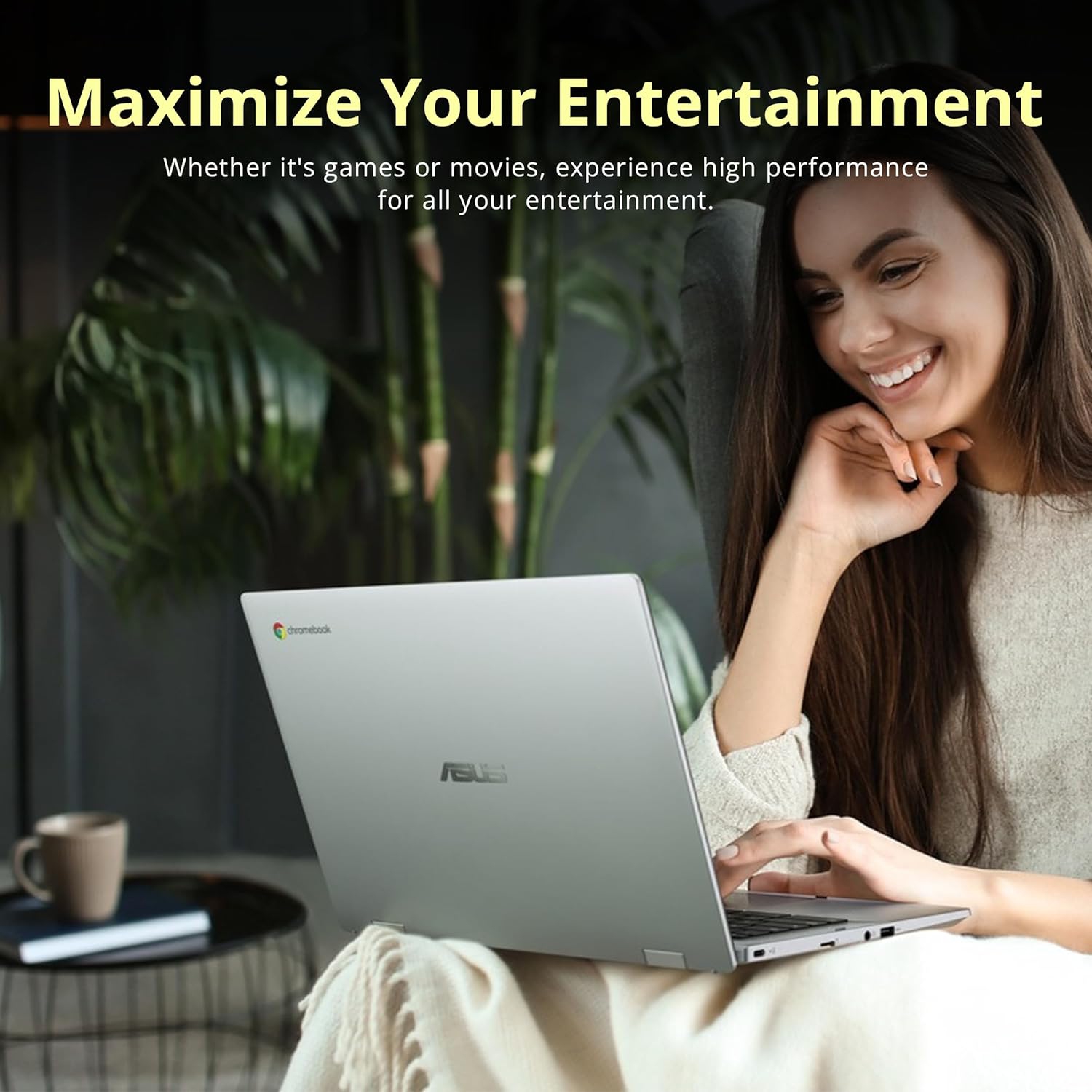 ASUS Chromebook CX1 14" FHD Laptop, Intel Celeron N4500, 224GB Storage, 4GB RAM, Intel UHD Graphics, HD Camera, WiFi 6, Chrome OS, Silver