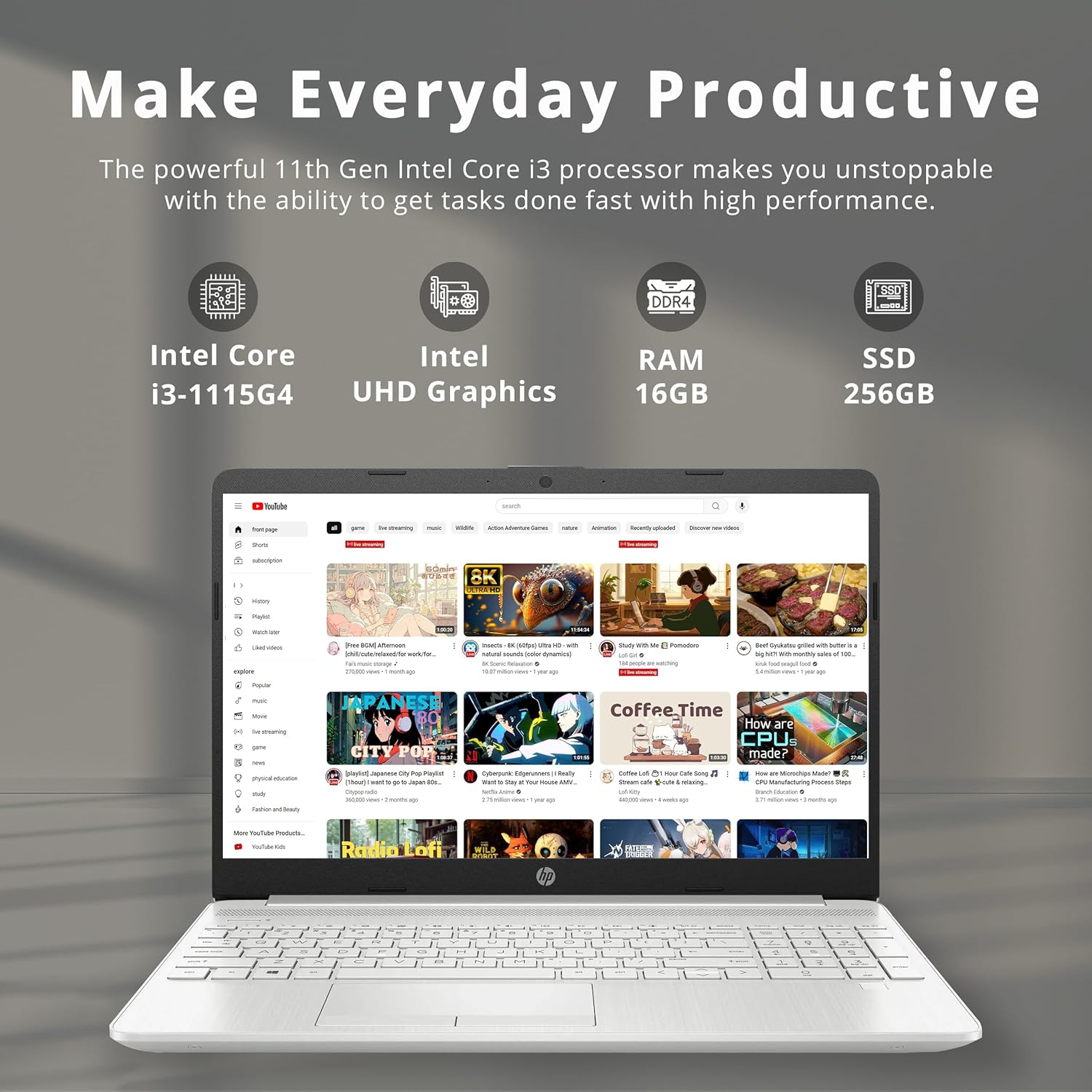 HP 15.6" FHD Everyday Slim Business Laptop, Intel i3-1115G4, 256GB PCIe SSD, 16GB DDR4 RAM, Intel UHD Graphics, Windows 10 S, Natural Silver, 32GB