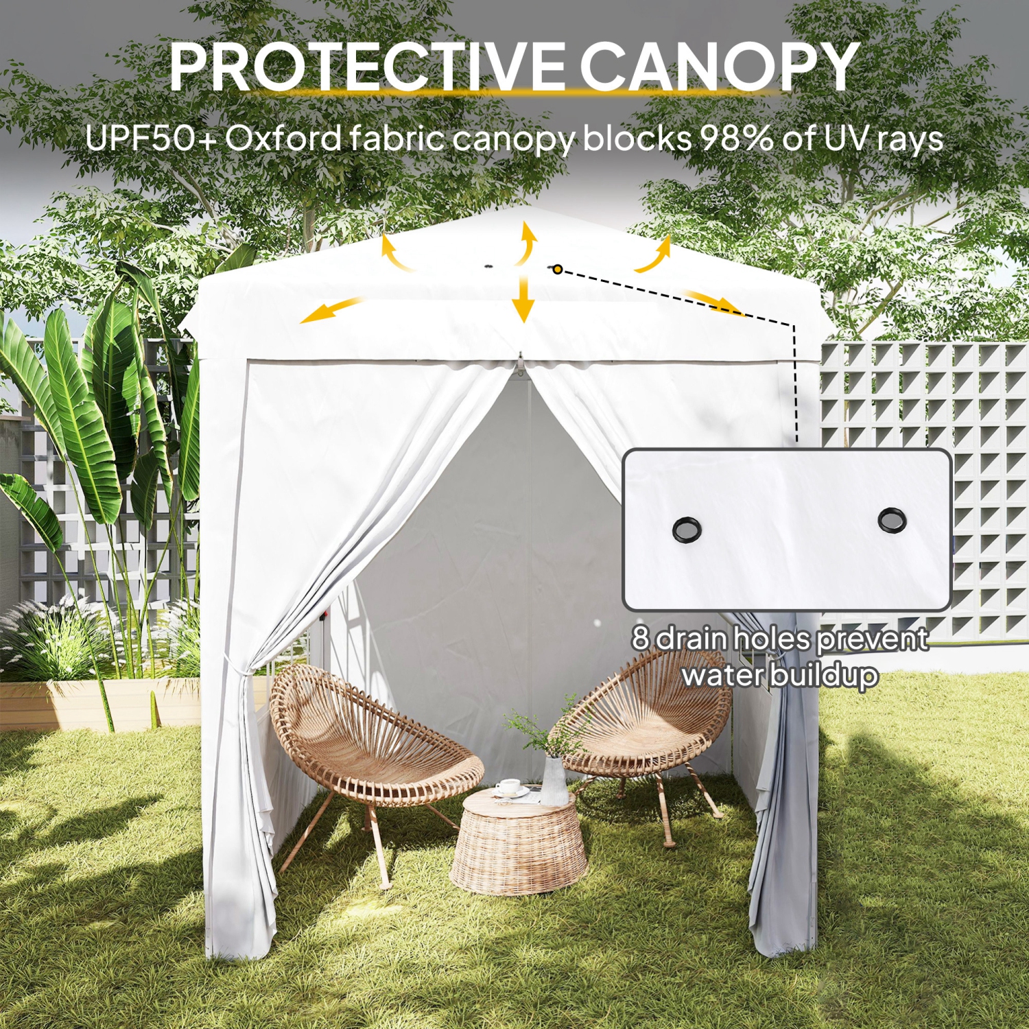 Tente escamotable Outsunny de 6,7 x 6,7 pi avec parois latérales, abri instantané, hauteur réglable, sac de transport inclus, pour l'extérieur,