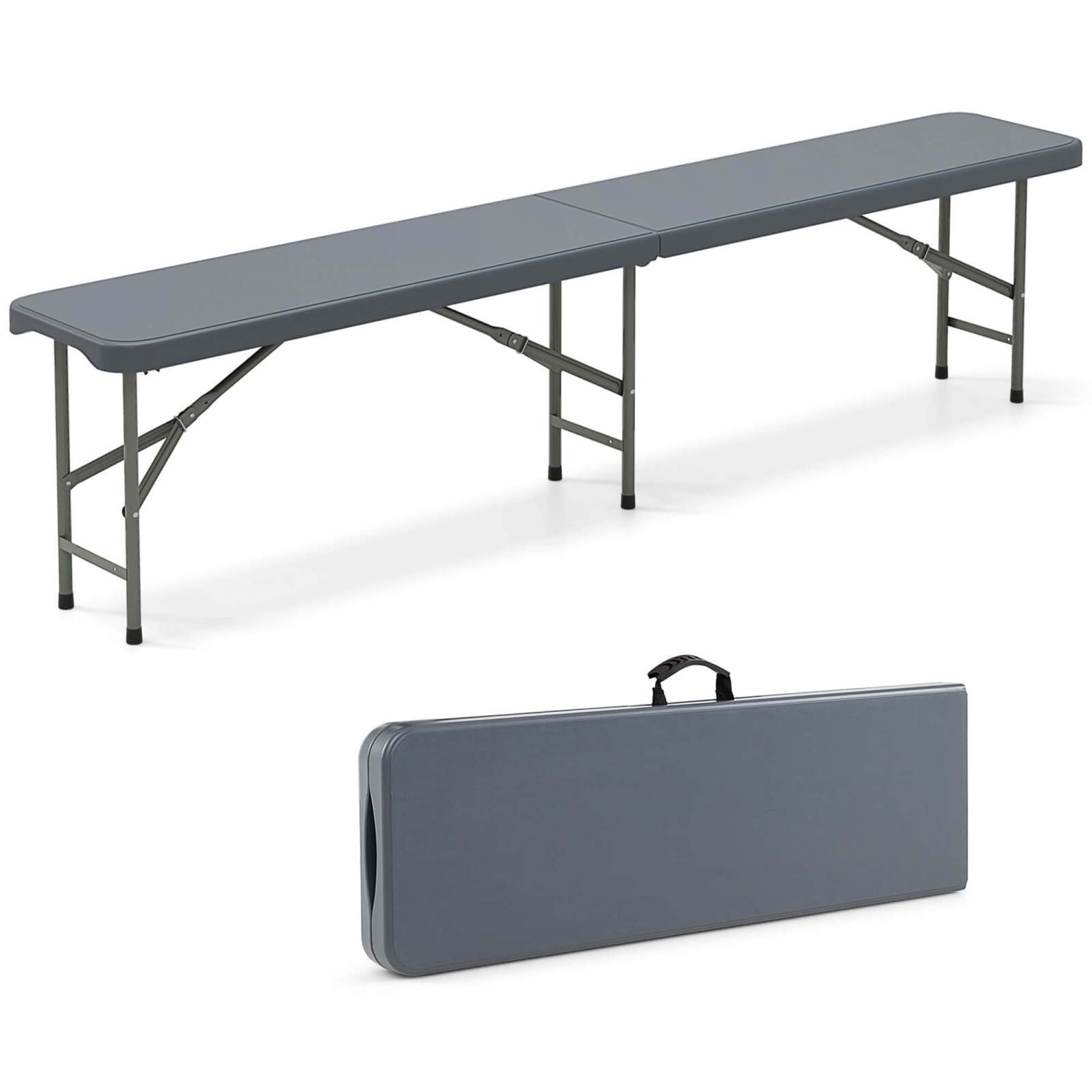 Costway 6 ft Plastic Folding Bench with 1320 LBS Capacity Handle & Lock For Outdoor Picnic