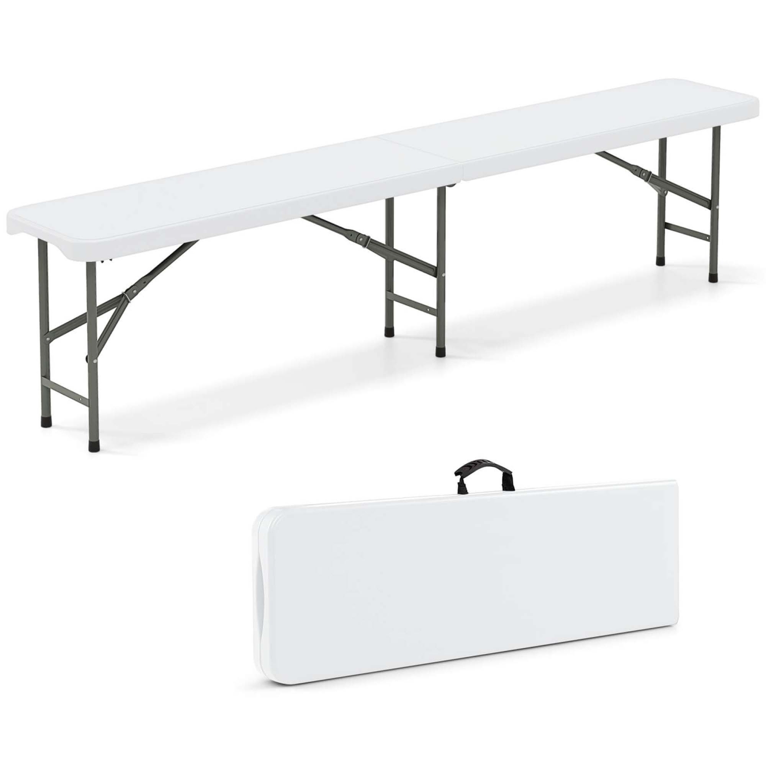 Costway 6 ft Plastic Folding Bench with 1320 LBS Capacity Handle & Lock For Outdoor Picnic