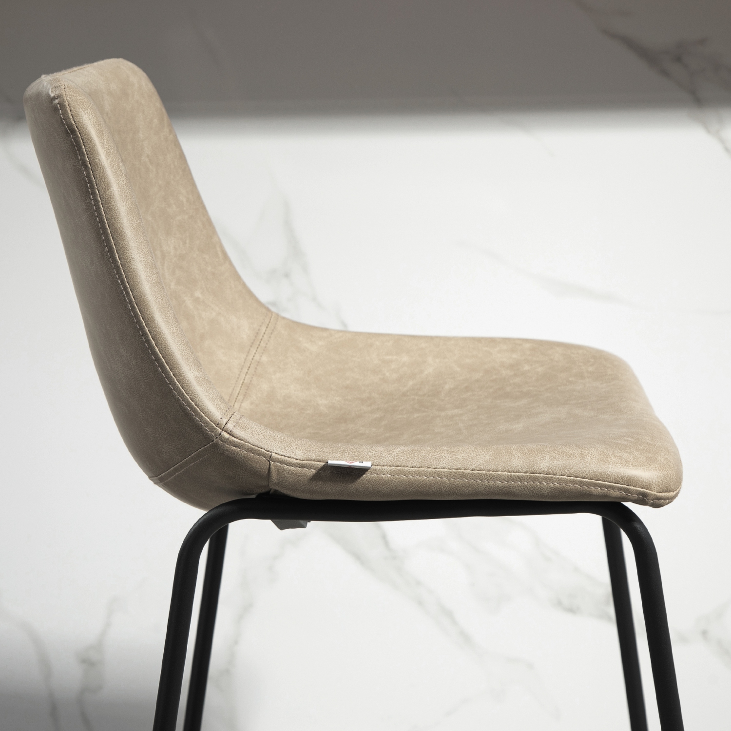 HOMCOM – Ensemble de 2 tabourets de bar à hauteur de comptoir, chaises de bar rétro en cuir PU, tabourets de cuisine avec repose-pieds pour bar à