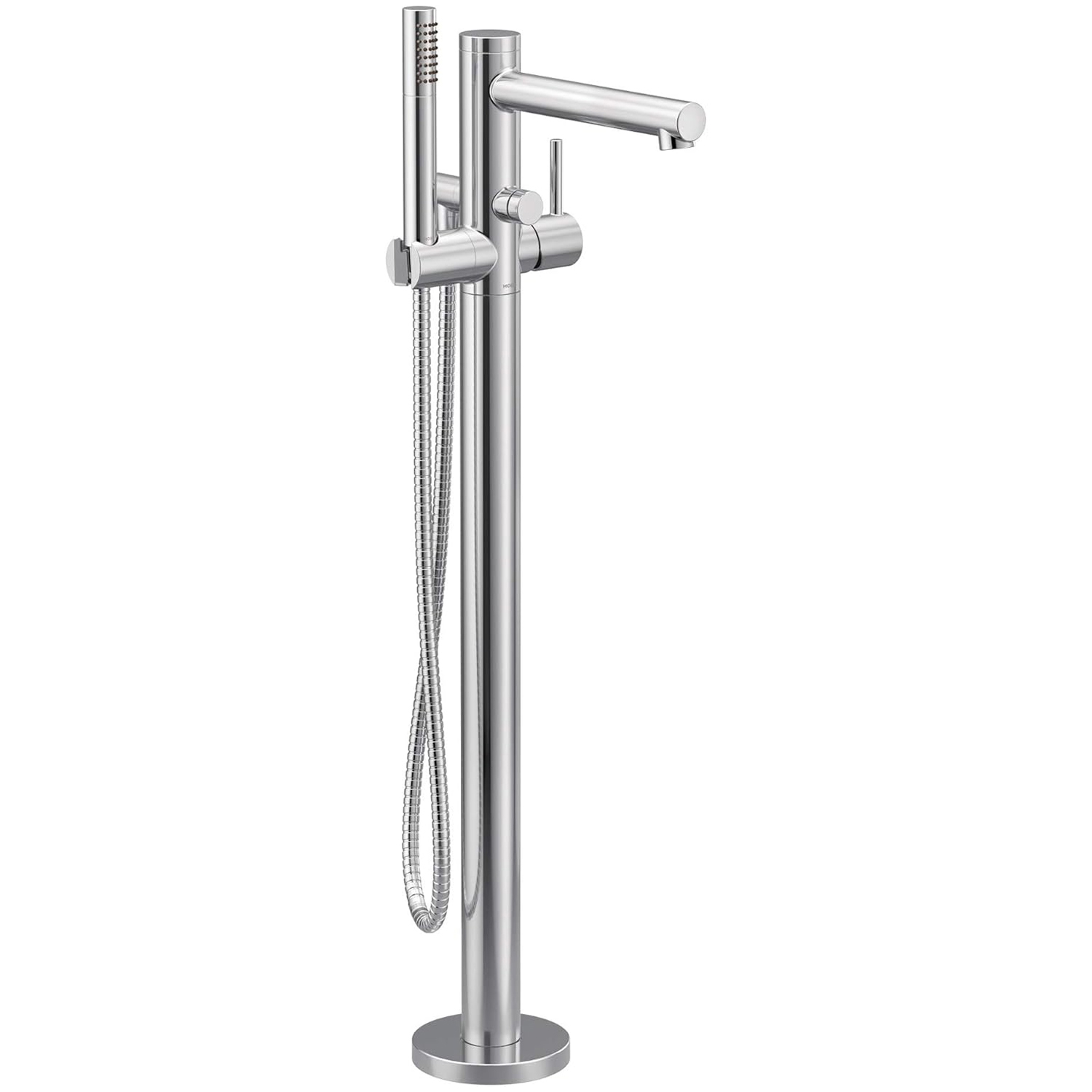 Moen – Bouchon de remplissage de sol autoportant à une poignée Align 395, avec douche à main, chrome