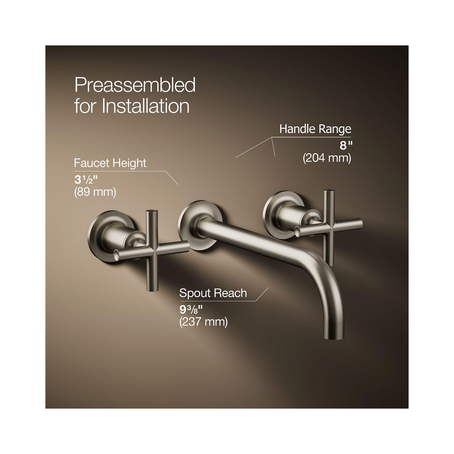 KOHLER K-T14414-3-Bn Purist Two-Handle Wall-Mount Faucet Trim, Vibrant Brushed Nickel