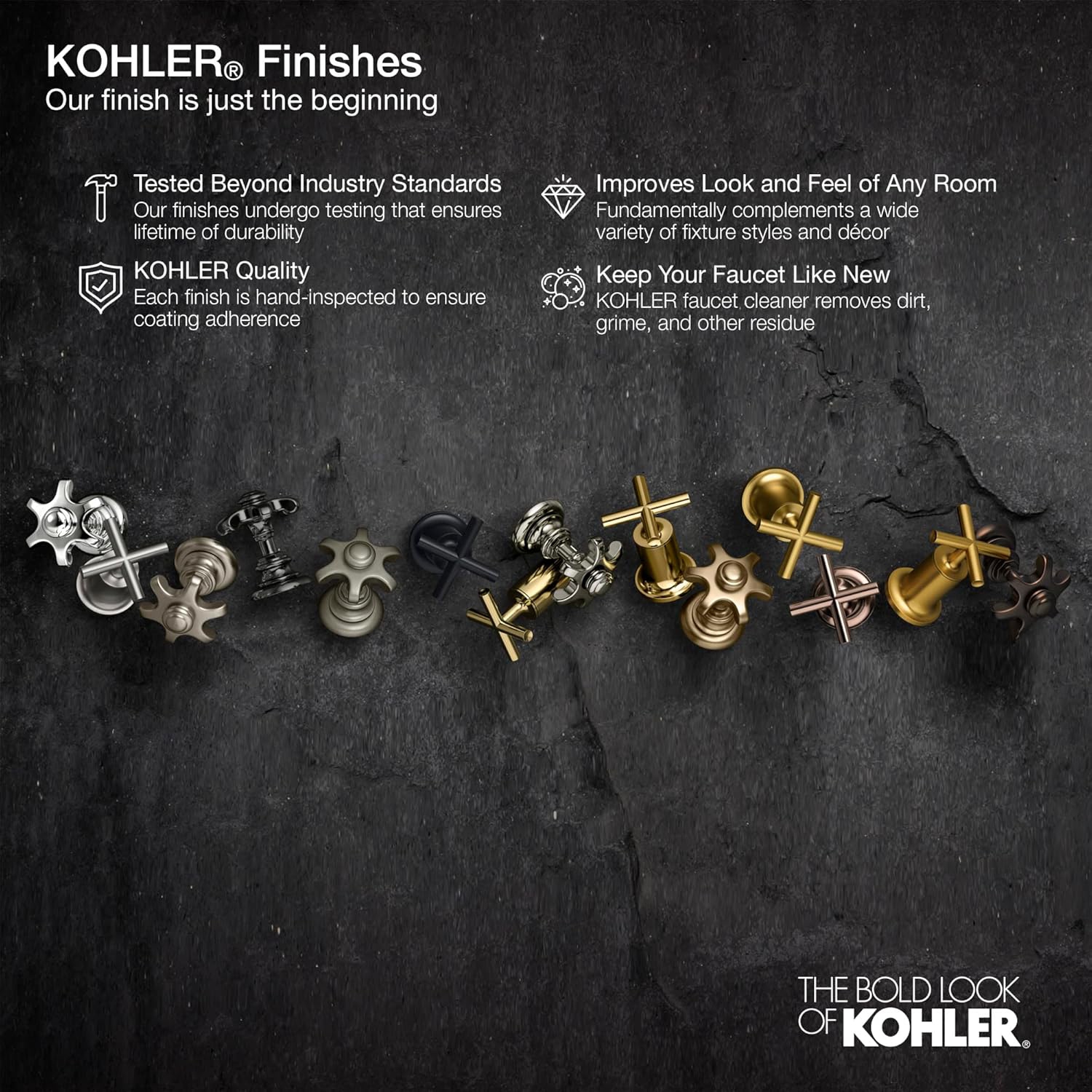 KOHLER – Robinet de baignoire RIFF T26436-4-CP avec bec verseur, chrome poli