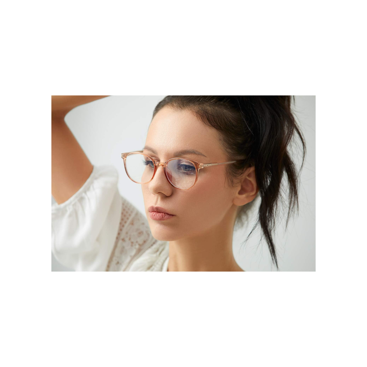 FONHCOO Blue Light Blocking Glasses Women Men Computer Eyeglasses,TR90 Fashion Round Transparent Anti Blue Light Glasses with Anti Eyestrain & UV