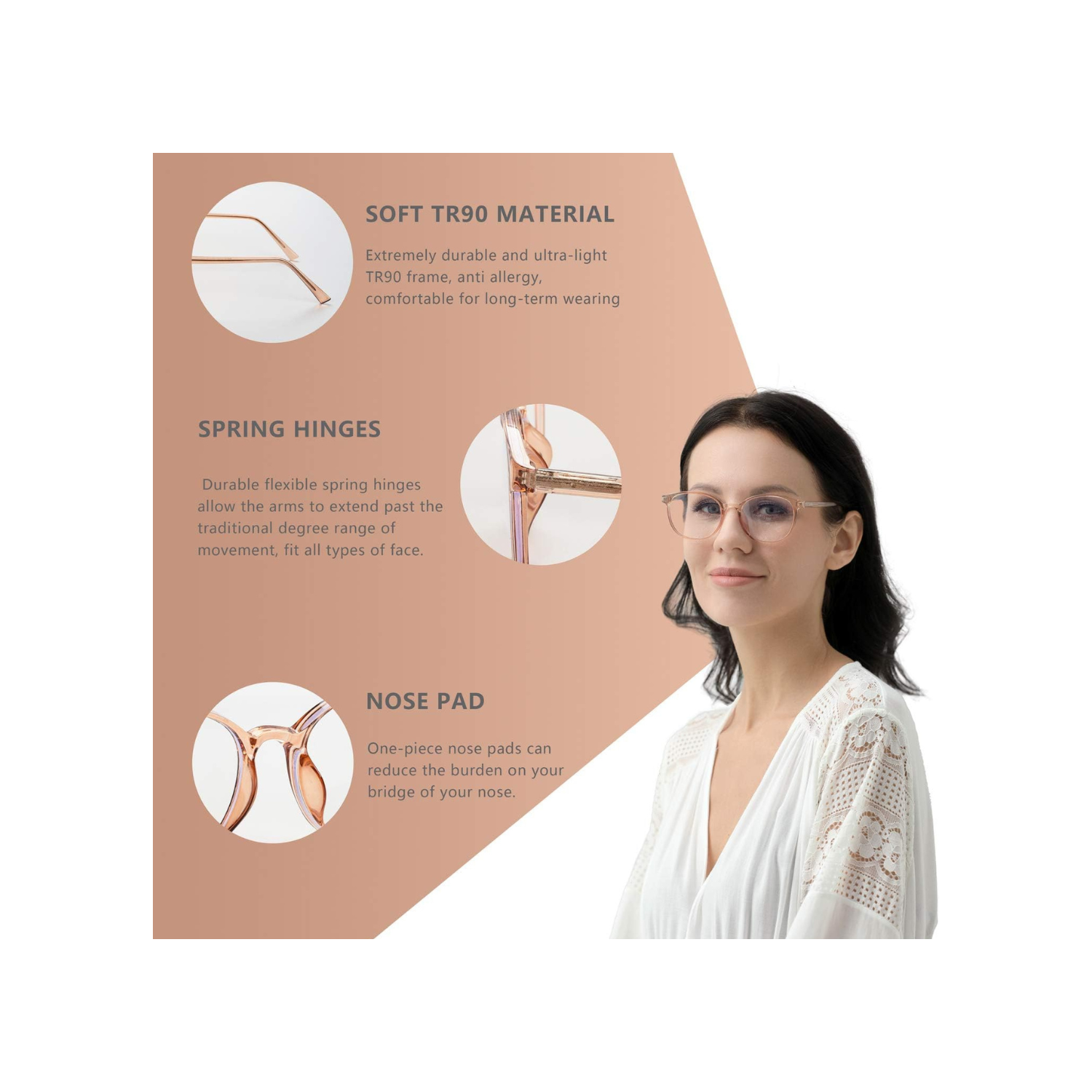 FONHCOO Blue Light Blocking Glasses Women Men Computer Eyeglasses,TR90 Fashion Round Transparent Anti Blue Light Glasses with Anti Eyestrain & UV