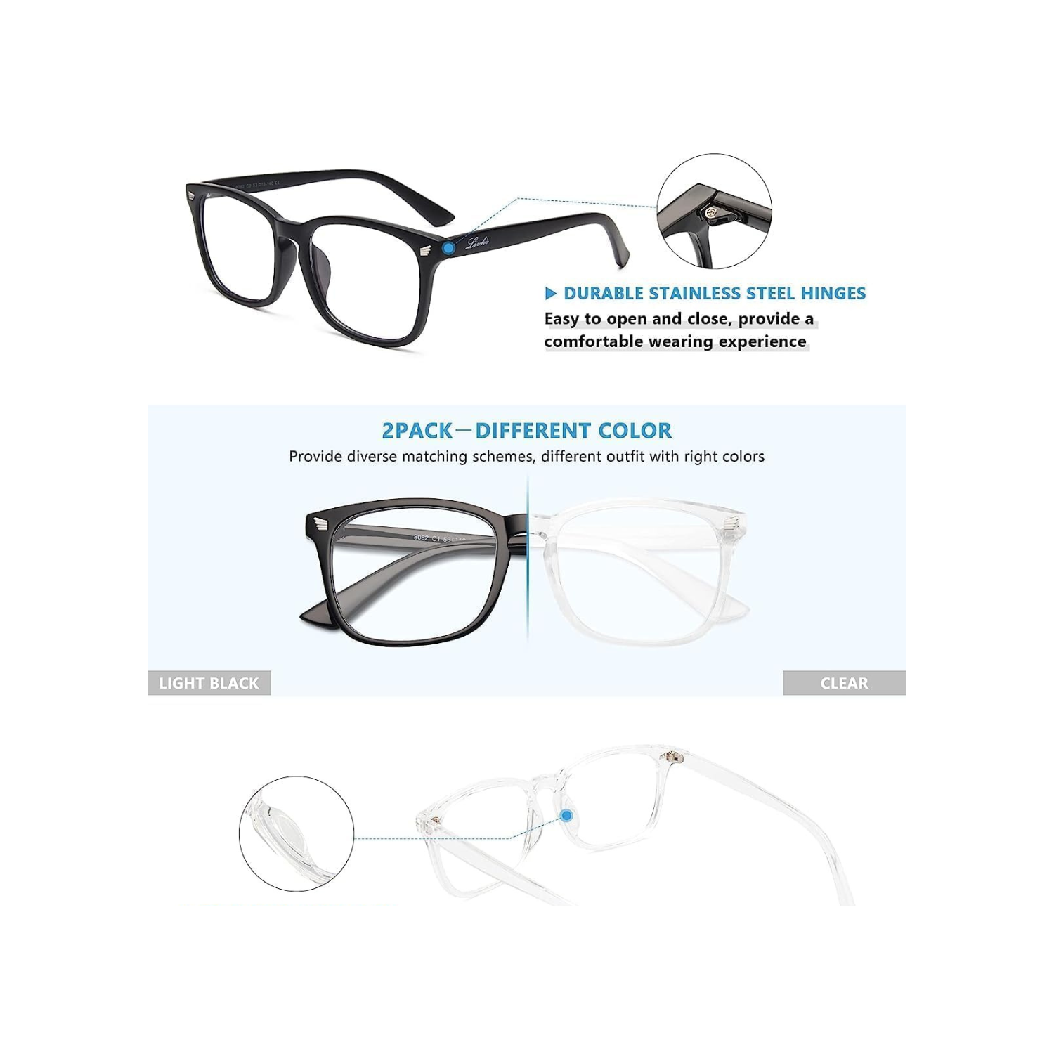 Blue Light Blocking Glasses Computer Glasses for Women and Men Eyewear Frame Bluelight Glasses and UV Glare