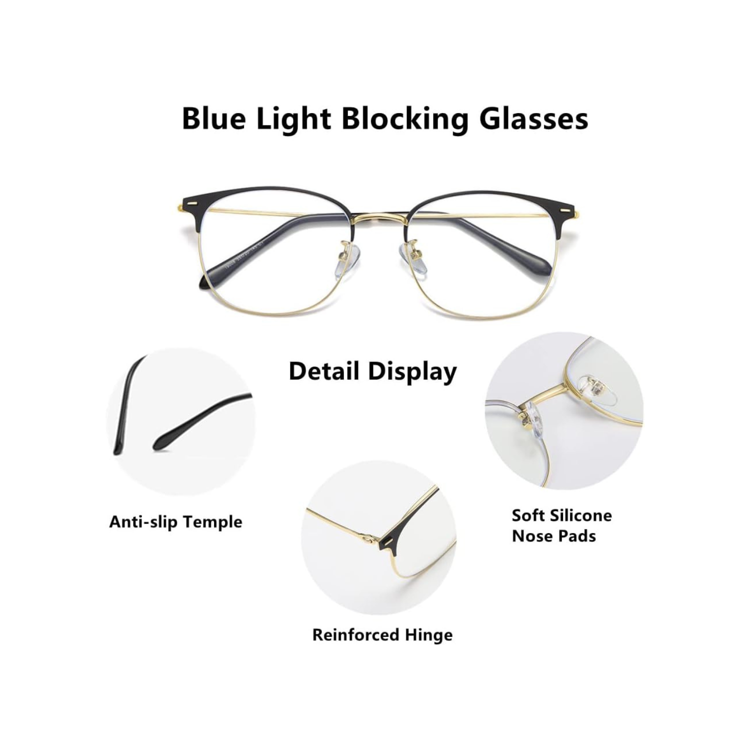 Blue Light Blocking Glasses Computer Reading Glasses Retro Eyeglasses Frame Anti UV Transparent Lens Anti Eye Fatigue Lightweight Fashion