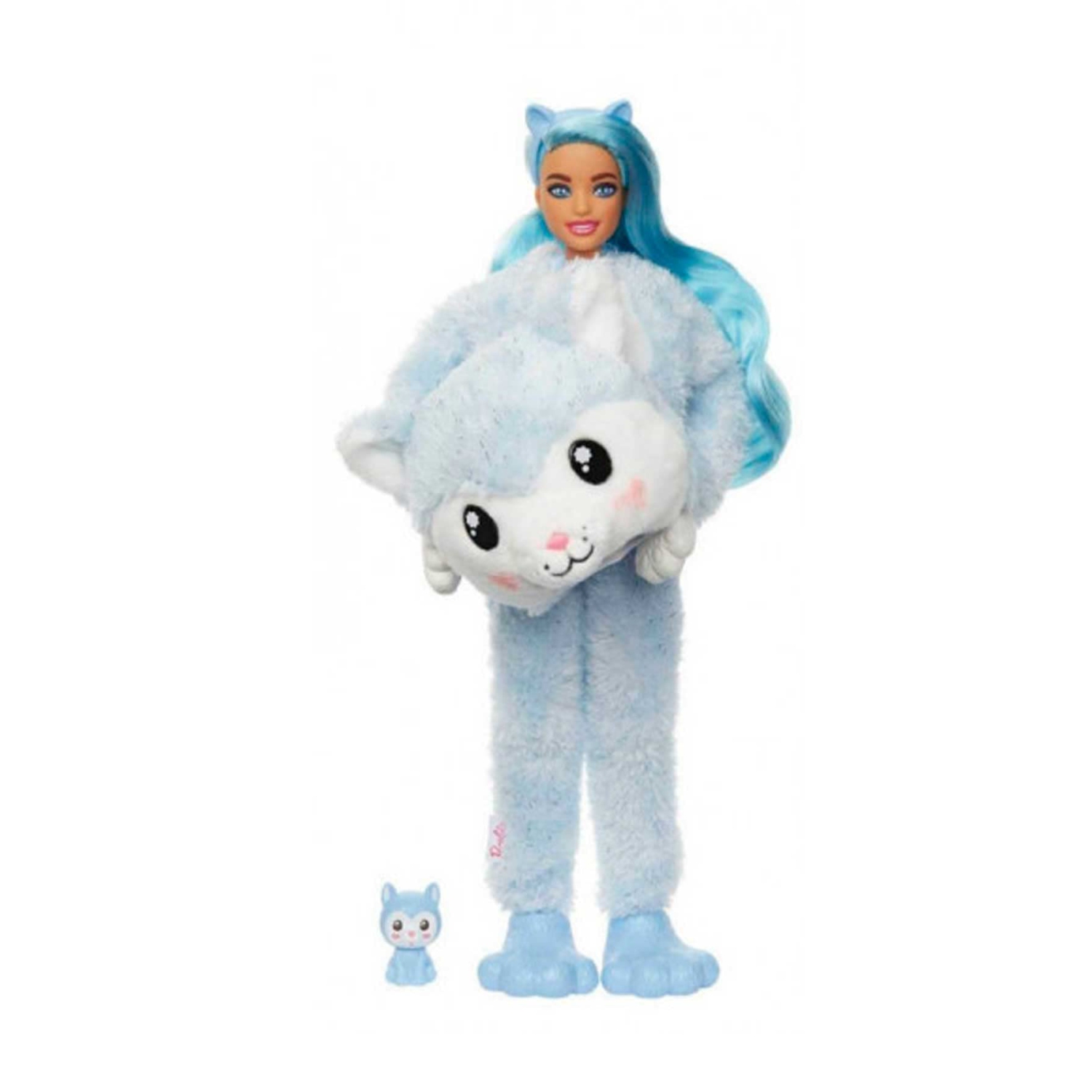 Barbie Cutie Reveal Doll, Snowflake Sparkle Series Husky Plush Costume, 10 Surprises Including Mini Pet & Color Change