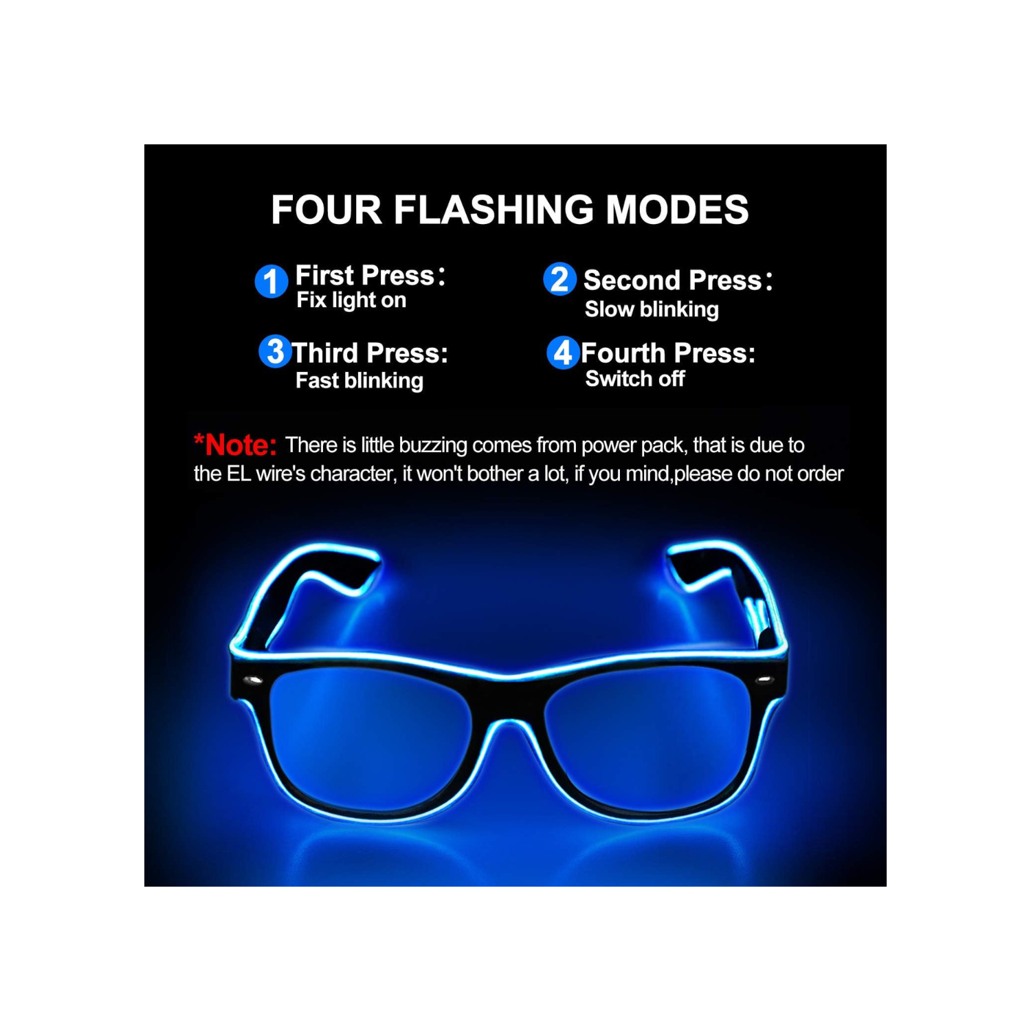 Led Light up Glasses 2 Pack Glow in The Dark Neon Rave Glasses for Rave Party, EDM,