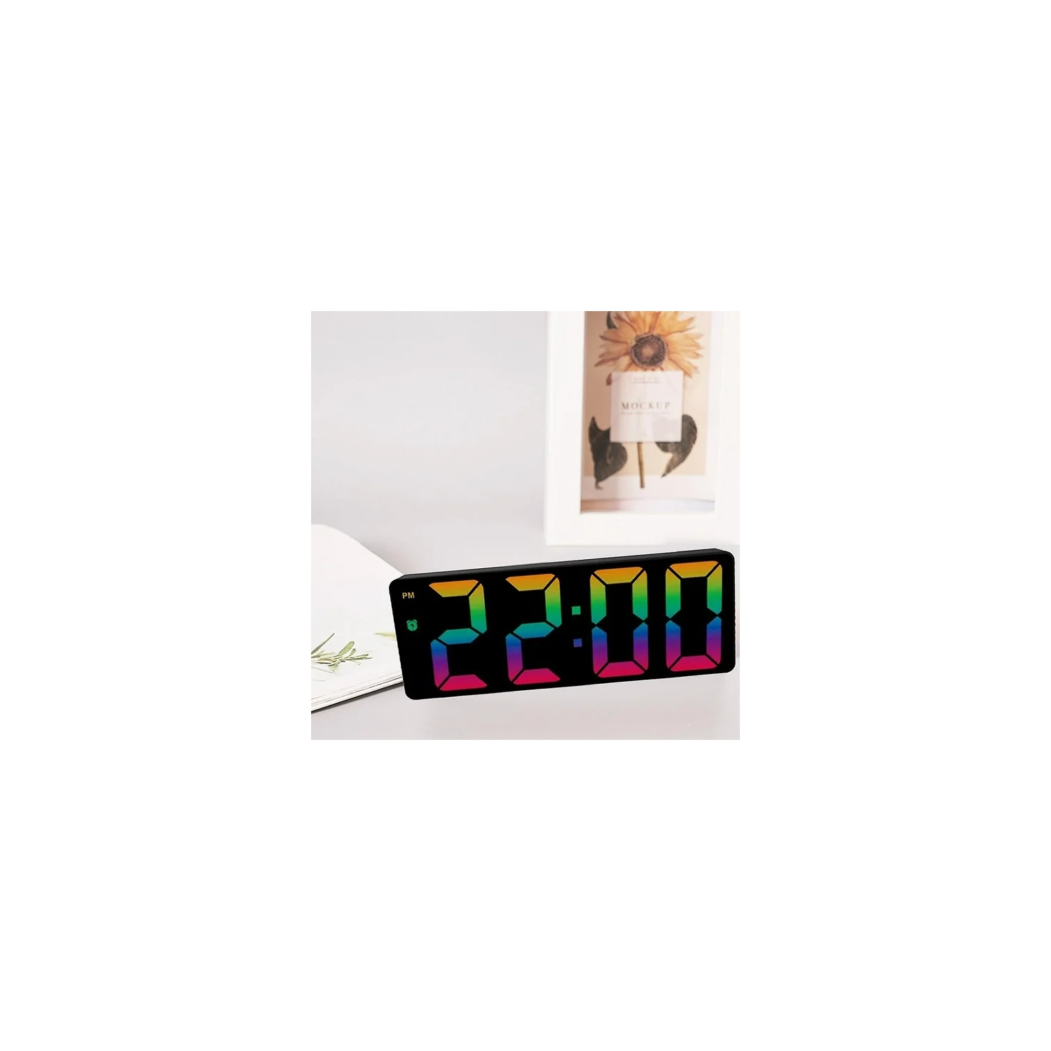 Réveil numérique Affichage coloré LED Horloge de bureau moderne LED-réveil pour la maison