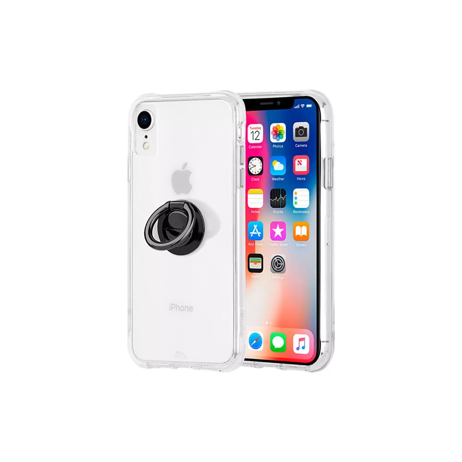 Case-Mate Tough Clear Case and Black Ring Bundle for iPhone XR - Clear/Black