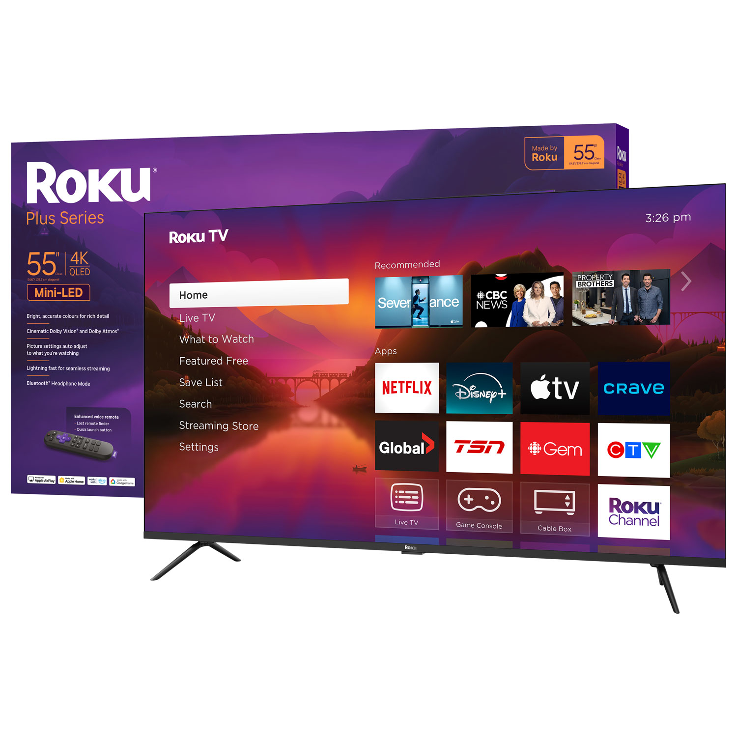 Téléviseur intelligent Roku Mini-DEL QLED HDR 4K de 55 po Série Plus Roku - 2025 - Exclusivité Best Buy