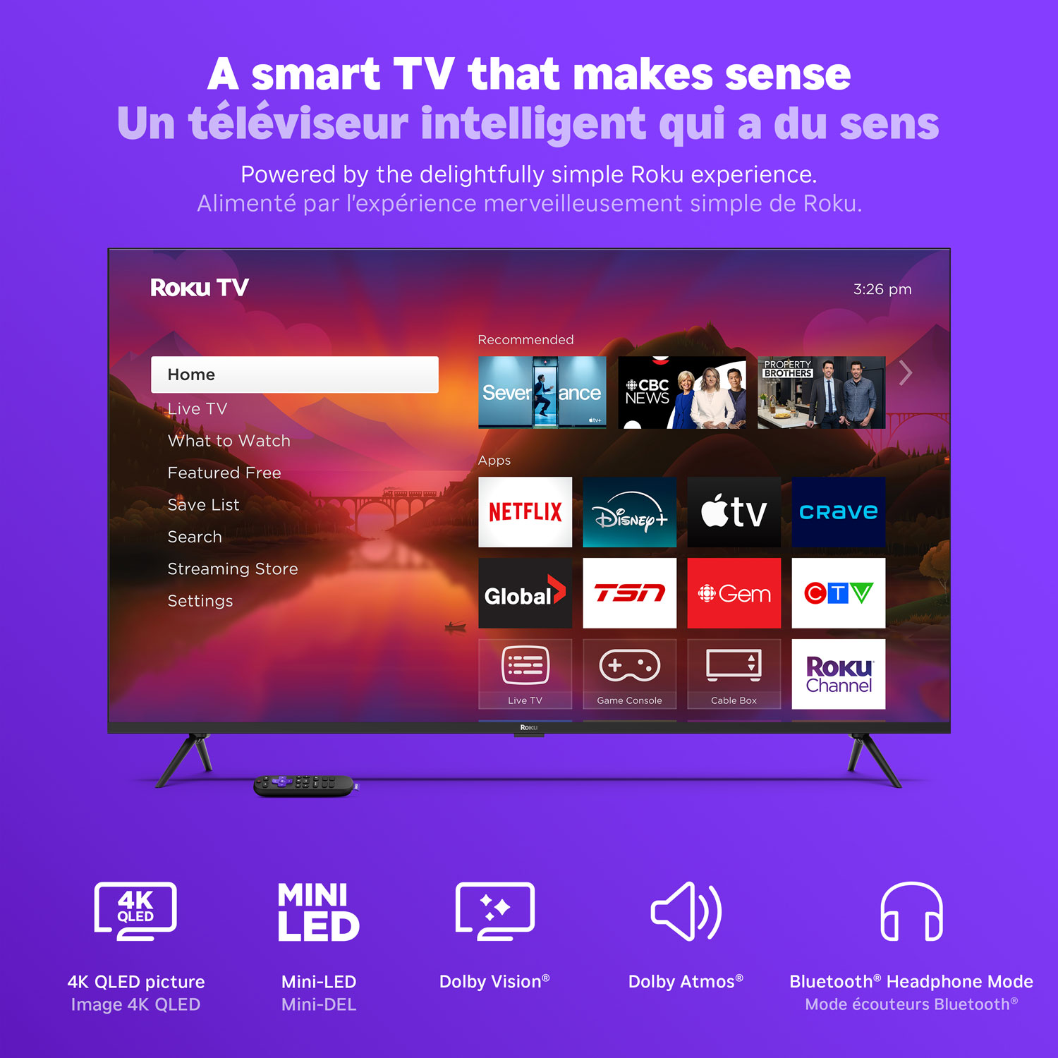 Téléviseur intelligent Roku Mini-DEL QLED HDR 4K de 55 po Série Plus Roku - 2025 - Exclusivité Best Buy