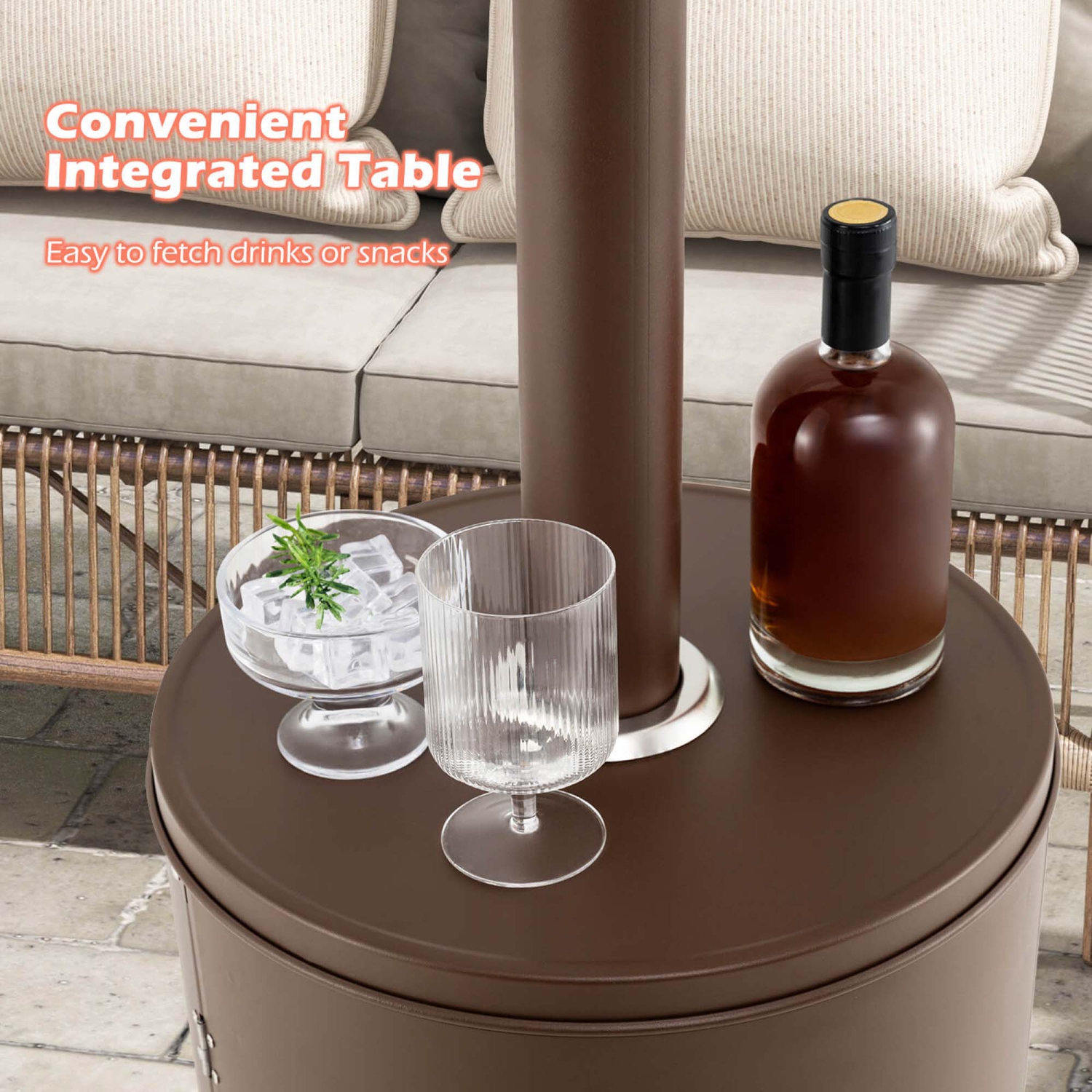 Costway 50,000 BTU Patio Heater with Wheels Round Table Design & Stainless Steel Burner