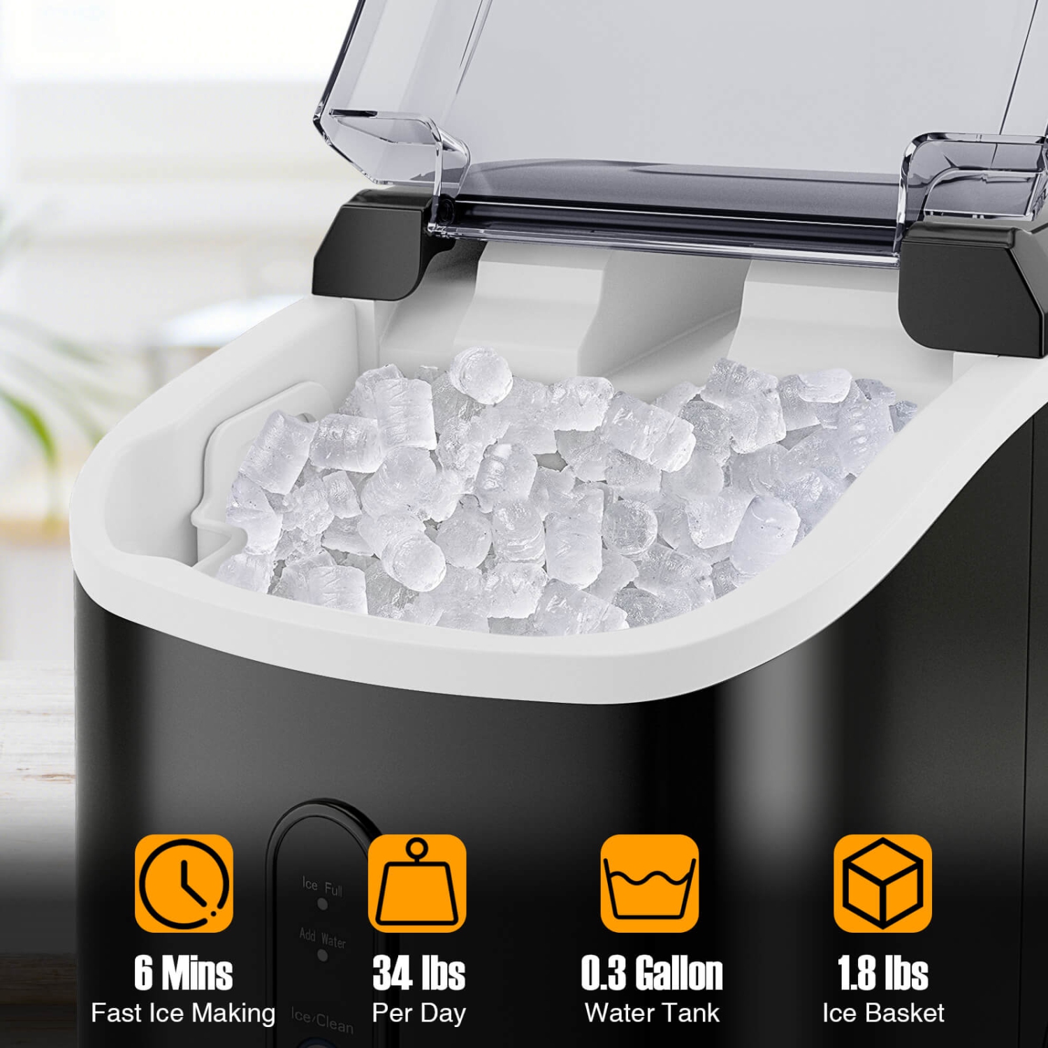 Costway Nugget Countertop Ice Maker with Soft Chewable Pellet Ice Ready in 6 Mins