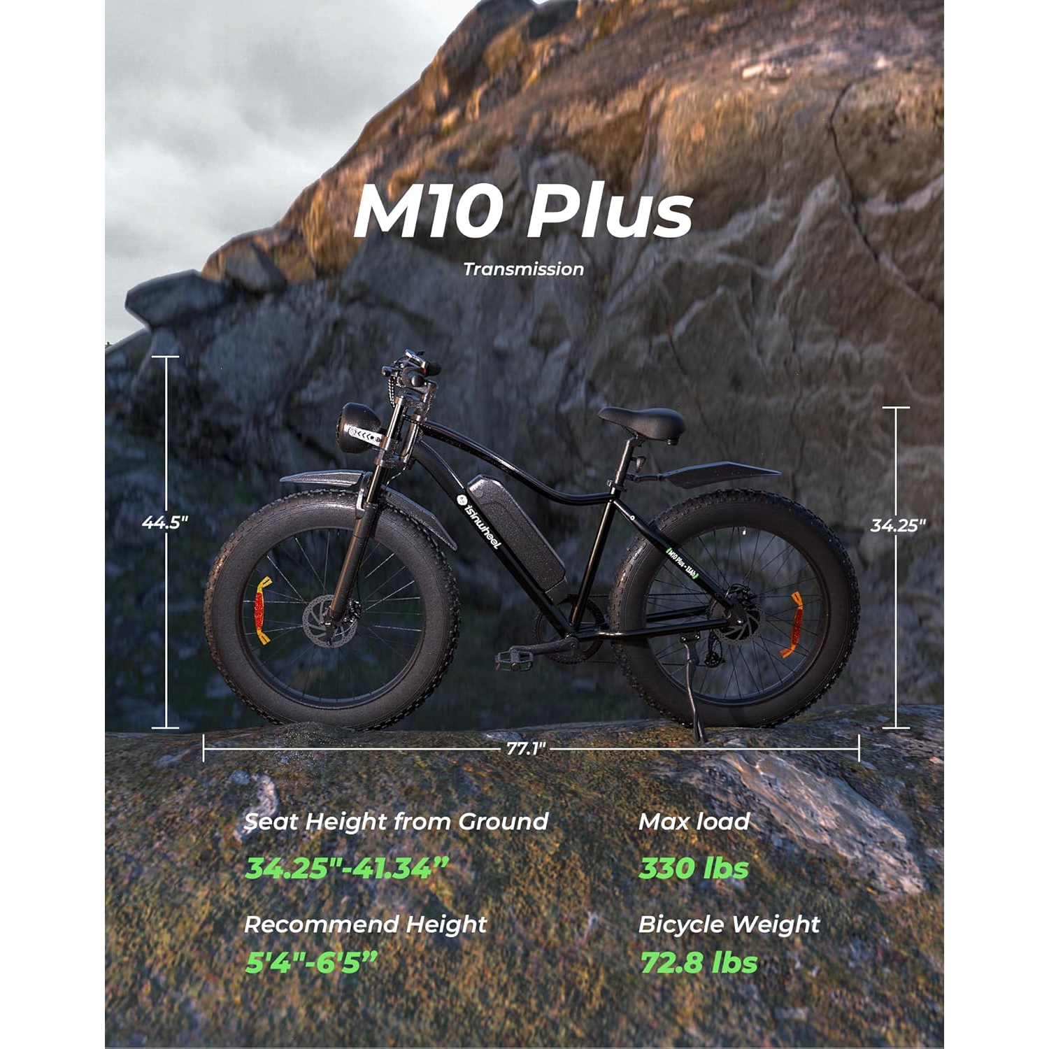 Moteur de crête 900&nbsp;W M10Plus/gamme 120&nbsp;km/vitesse maximale 32&nbsp;km/H 26" * 4.0/1.95 Gros pneu, vélo de montagne électrique et batterie