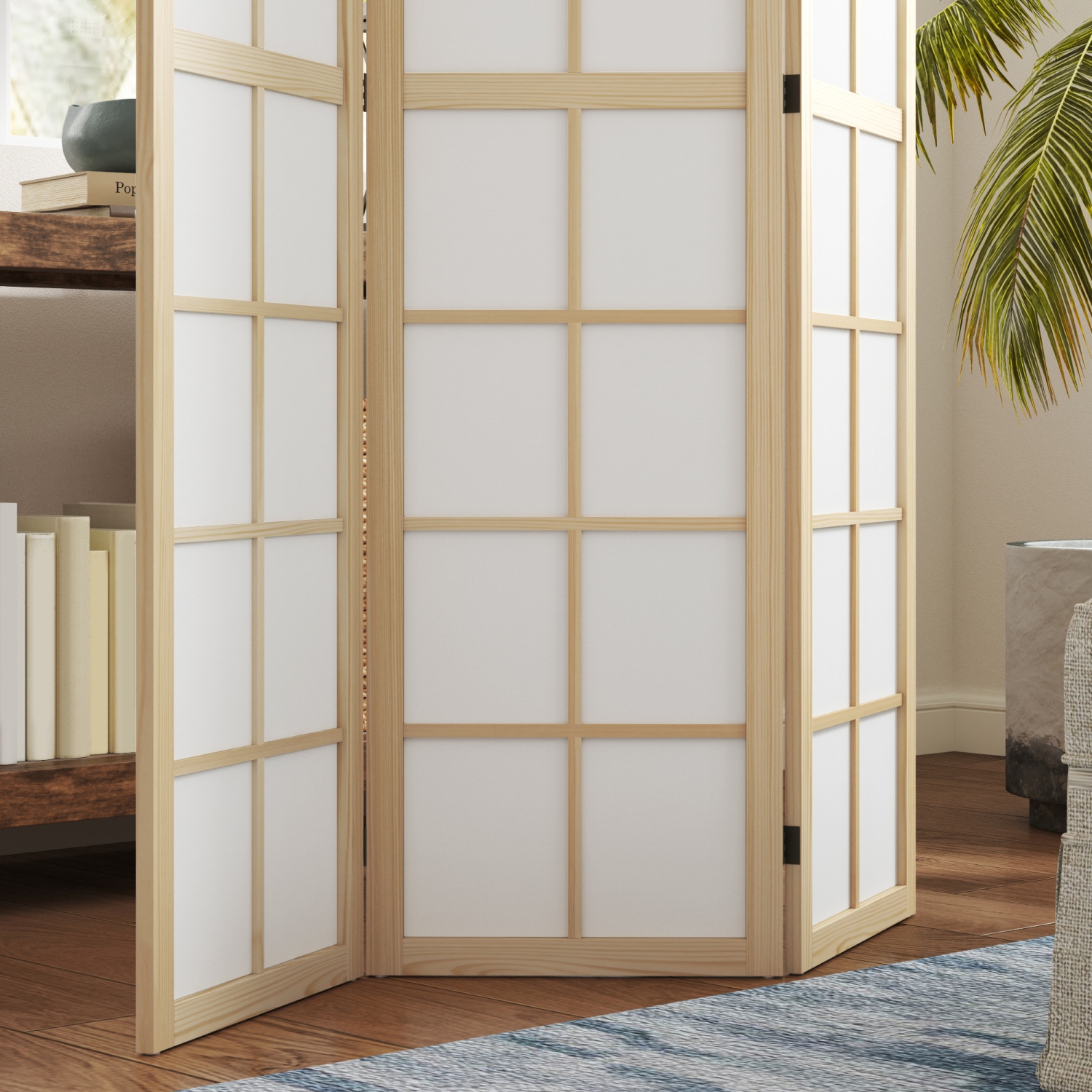 HOMCOM – Séparateur de pièce à 3 panneaux, écran de confidentialité pliable 5,6&nbsp;pi, séparateur mural autonome pour chambre, naturel et blanc