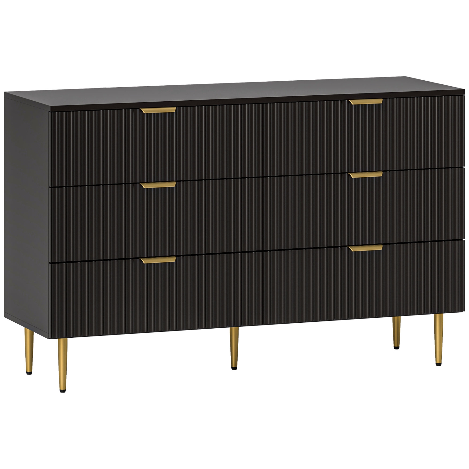 HOMCOM – Commode moderne à 6 tiroirs pour chambre à coucher, commode à tiroirs avec poignées et pattes dorées de luxe, armoire de rangement pour