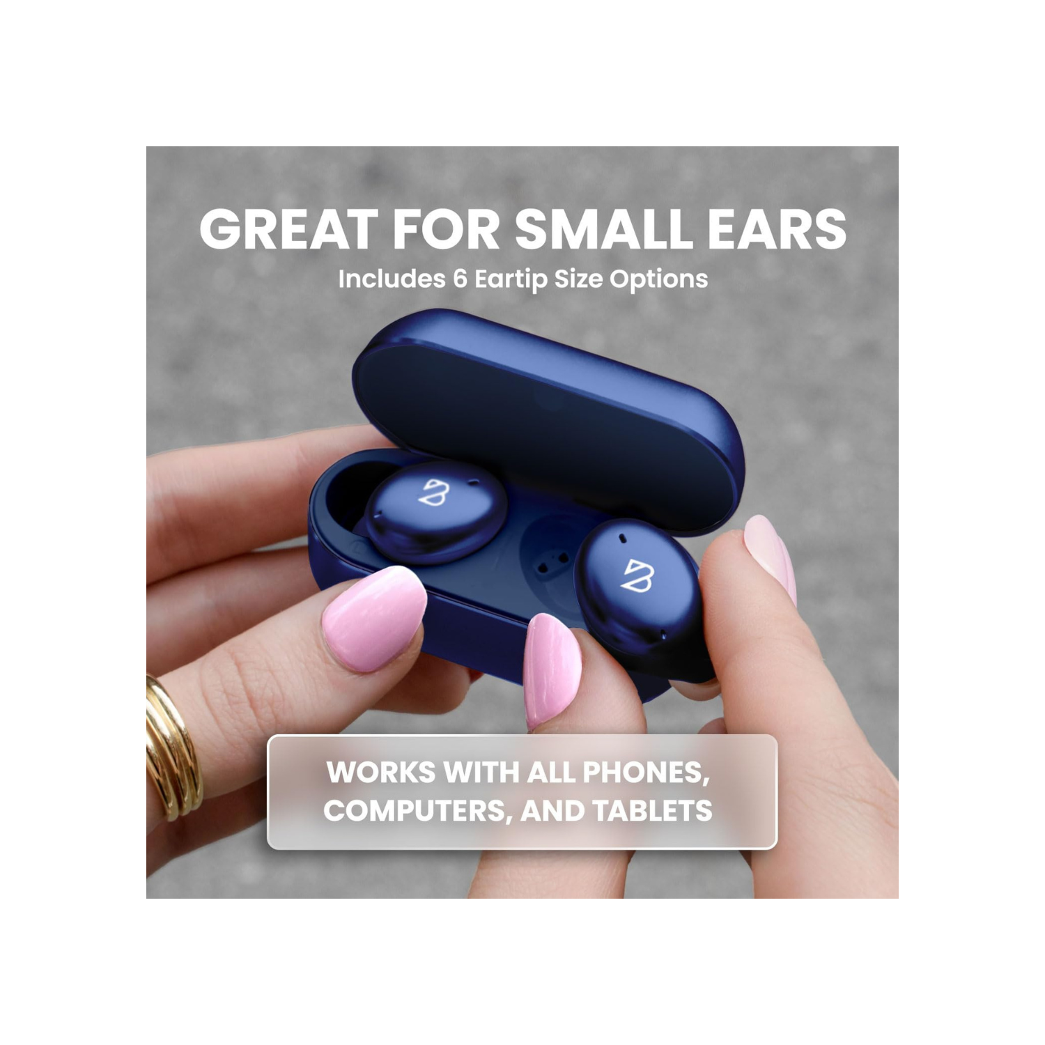 Tempo 30 Wireless Earbuds for Small Ears with Premium Sound, Comfortable Bluetooth Ear Buds for Women and Men, Black Earphones for Small Ear Canals