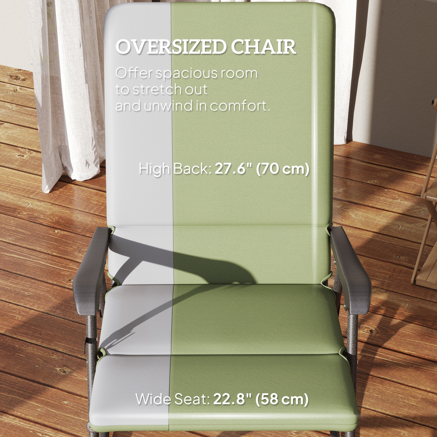 Outsunny Folding Outdoor Rocking Chair Set of 2, Oversized Patio Rocking Camping Chair Set with 400 lbs. Capacity, Wide Seat, Padded High Back for