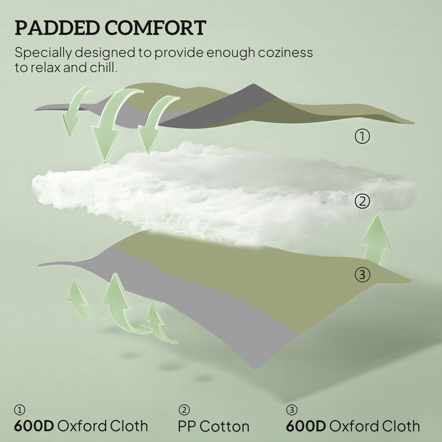 Outsunny Folding Outdoor Rocking Chair Set of 2, Oversized Patio Rocking Camping Chair Set with 400 lbs. Capacity, Wide Seat, Padded High Back for