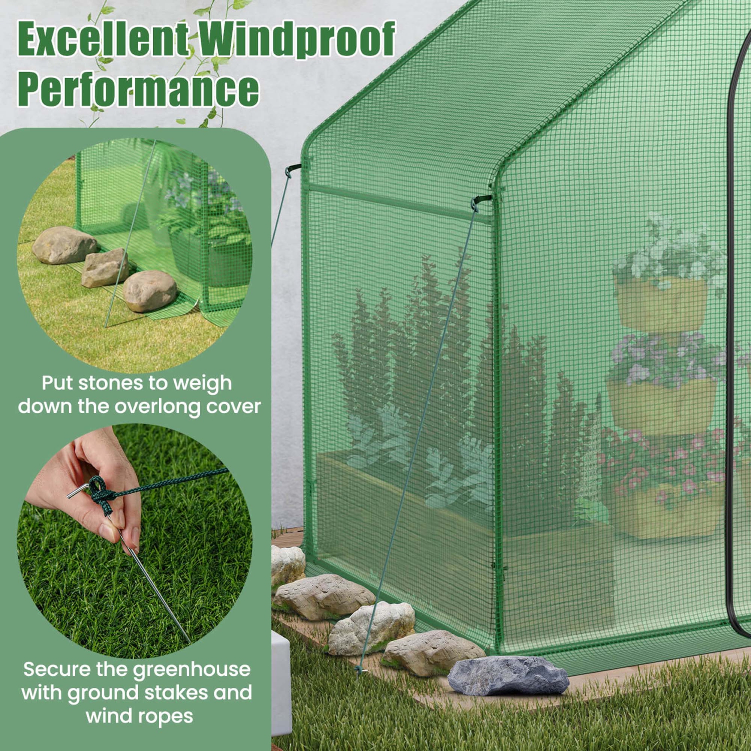 Costway 6 x 3 x 5.5FT Mini Walk-in Greenhouse with PE Cover Rustproof PE-Coated Metal Frame