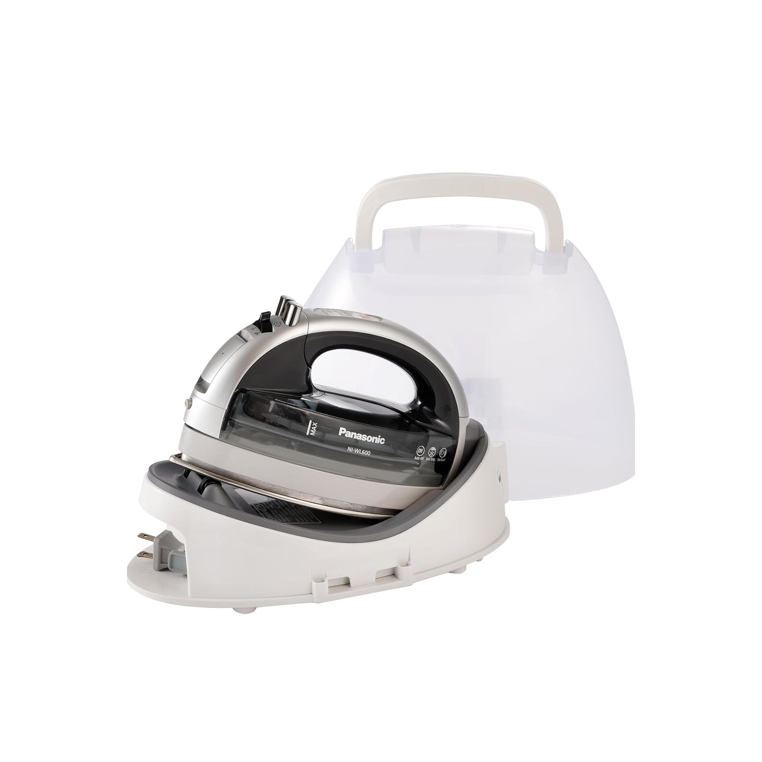 Open Box-Panasonic NI-WL600 Cordless, Portable 1500W Contoured Multi-Directional Steam/Dry Iron, Stainless Steel Soleplate, Power Base and Carrying/Storage Case, Silver