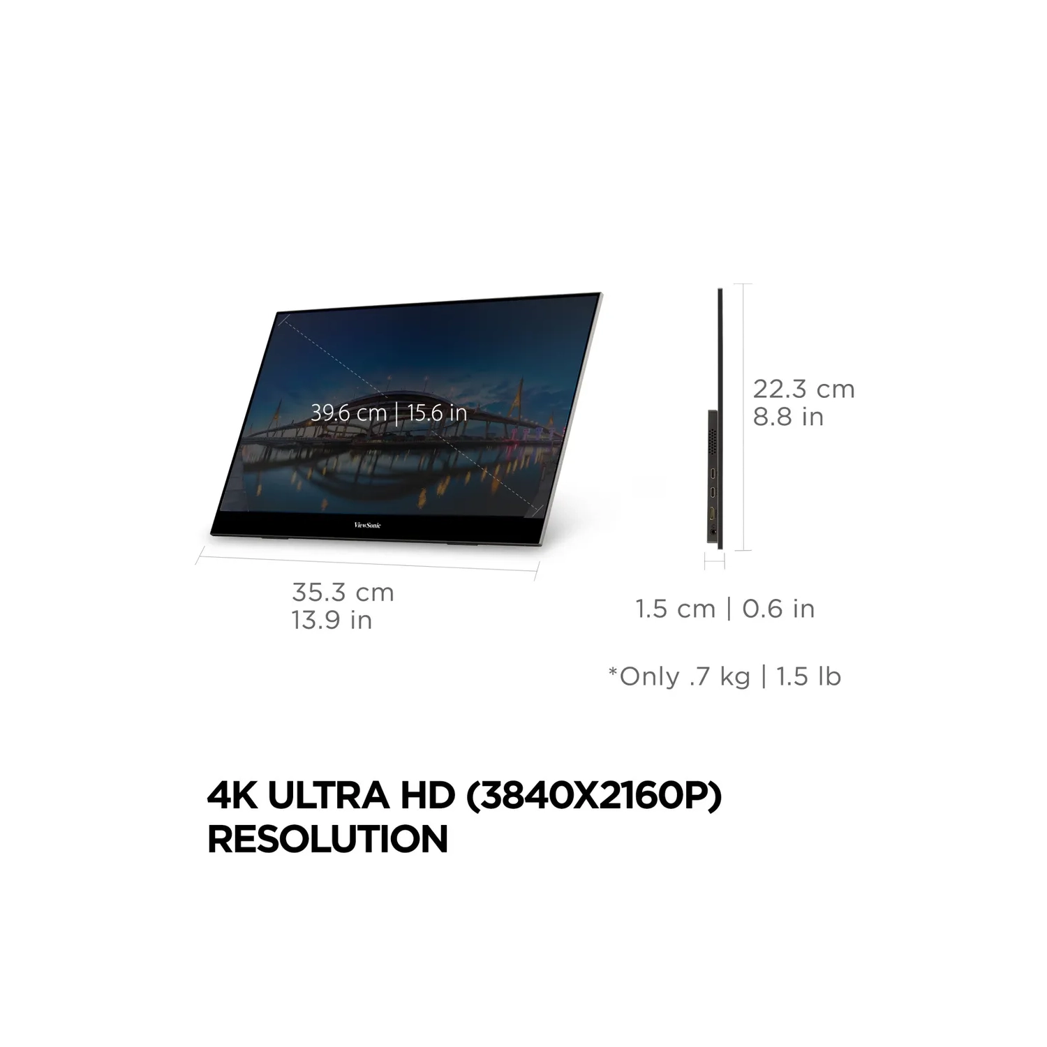 Viewsonic 16" 4K UHD 60Hz 0.05ms GTG OLED LCD Monitor - Black