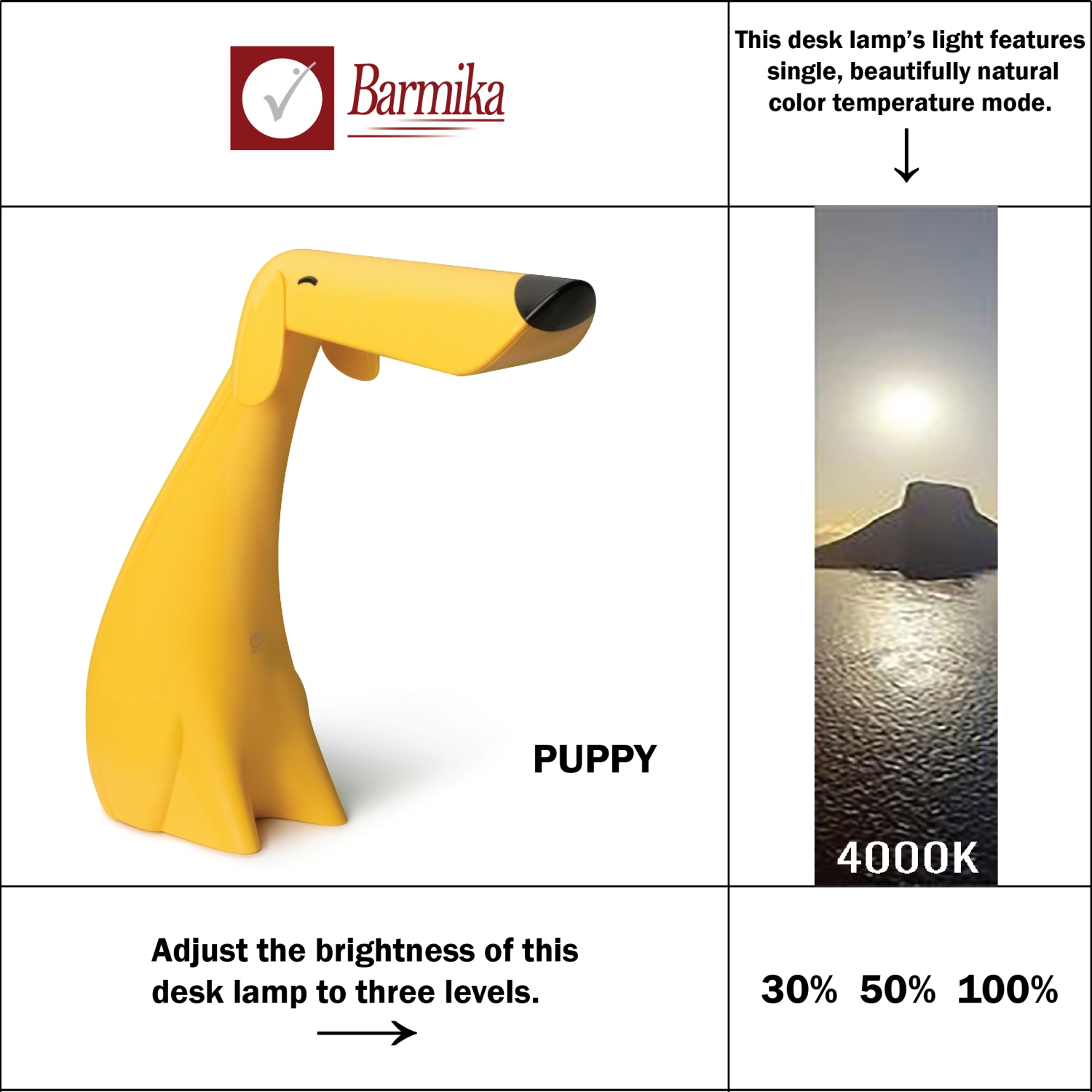 Puppy Kids Desk Lamp – Cute Study Light – 8W – Yellow