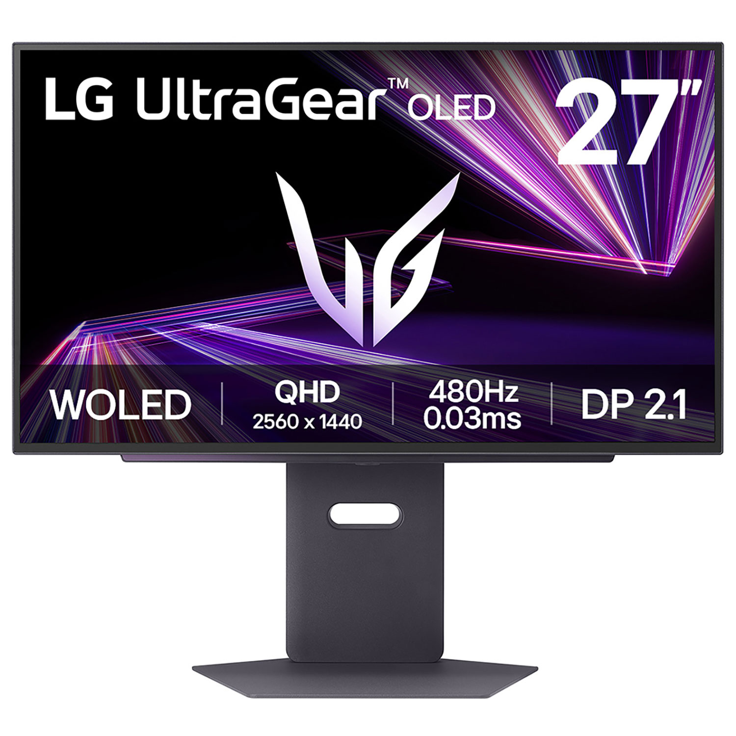 LG UltraGear 27” QHD 480Hz 0.03ms GTG OLED LED DP 2.1 G-Sync/FreeSync Premium Pro Gaming Monitor (27GX790A-B) – Purple Grey