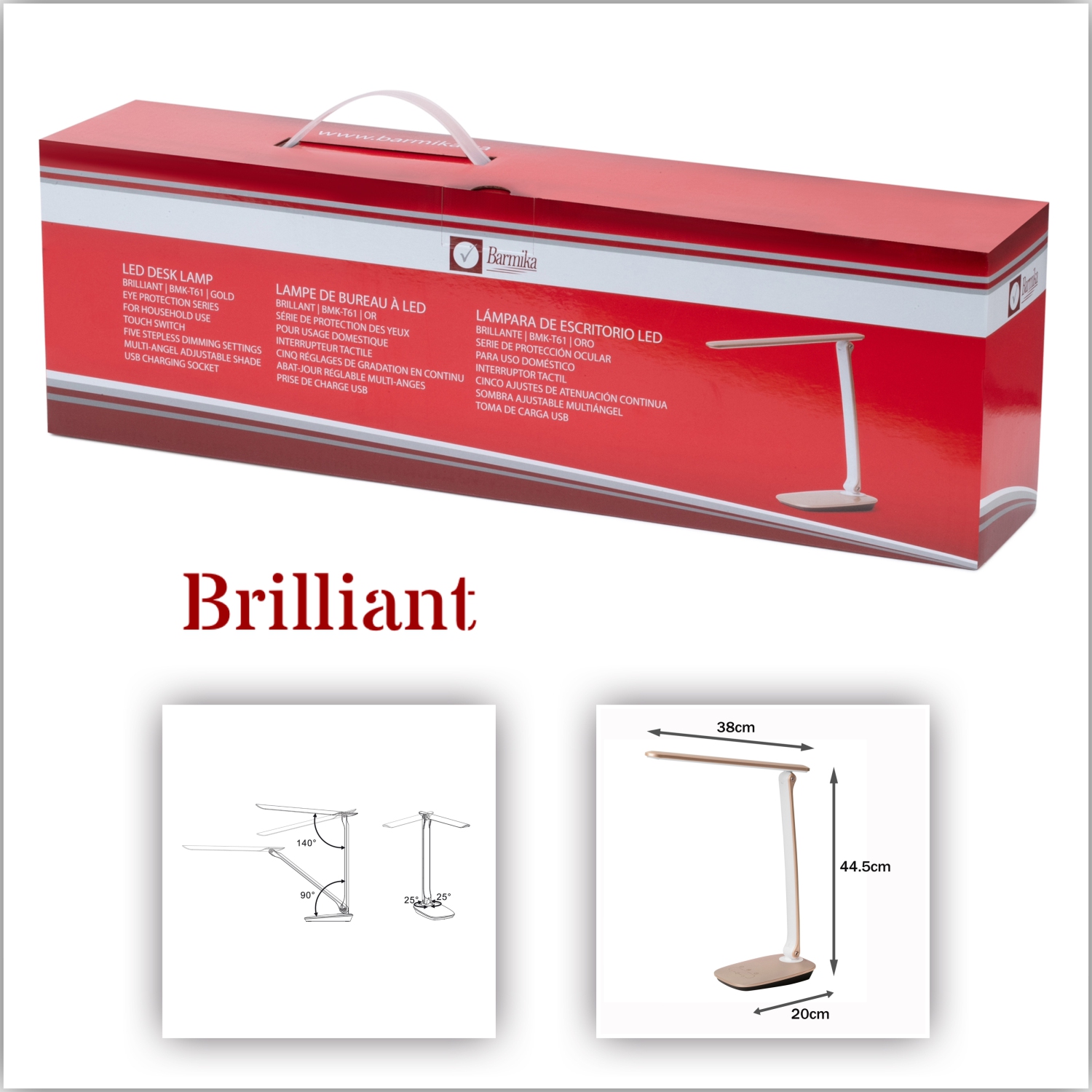 Adjustable Desk Lamp – Bright LED Light – 10W – Beige