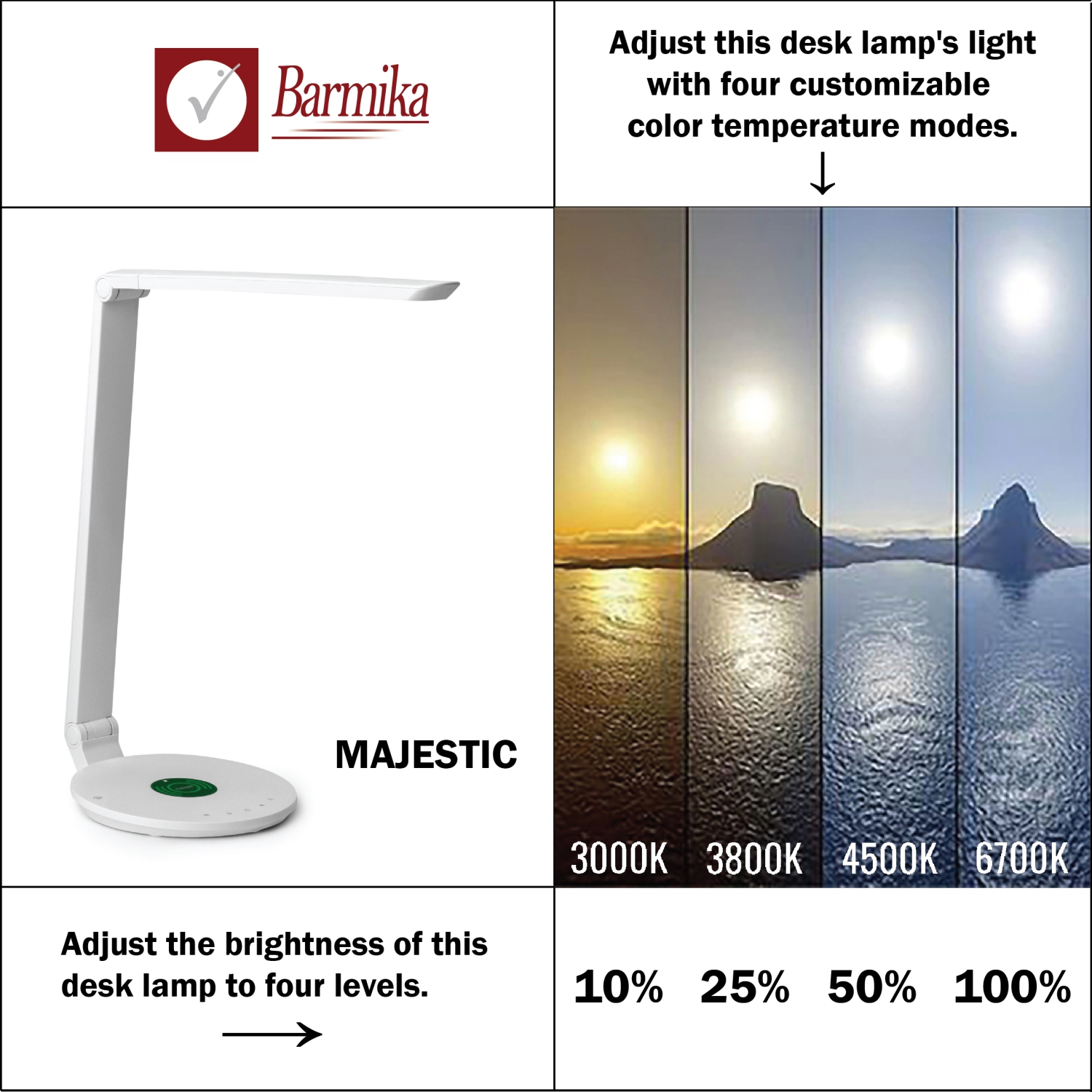 Lampe de bureau moderne - Lampe LED réglable - 10&nbsp;W - Noir