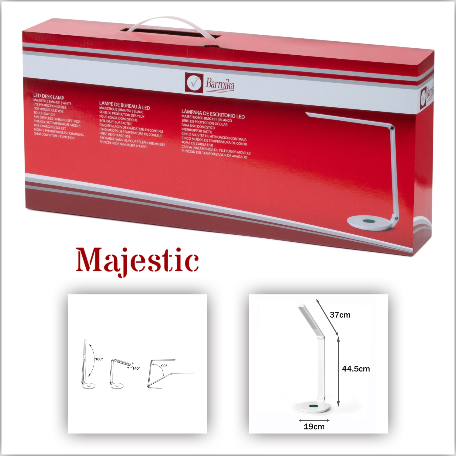 Lampe de bureau moderne - Lampe LED réglable - 10&nbsp;W - Noir