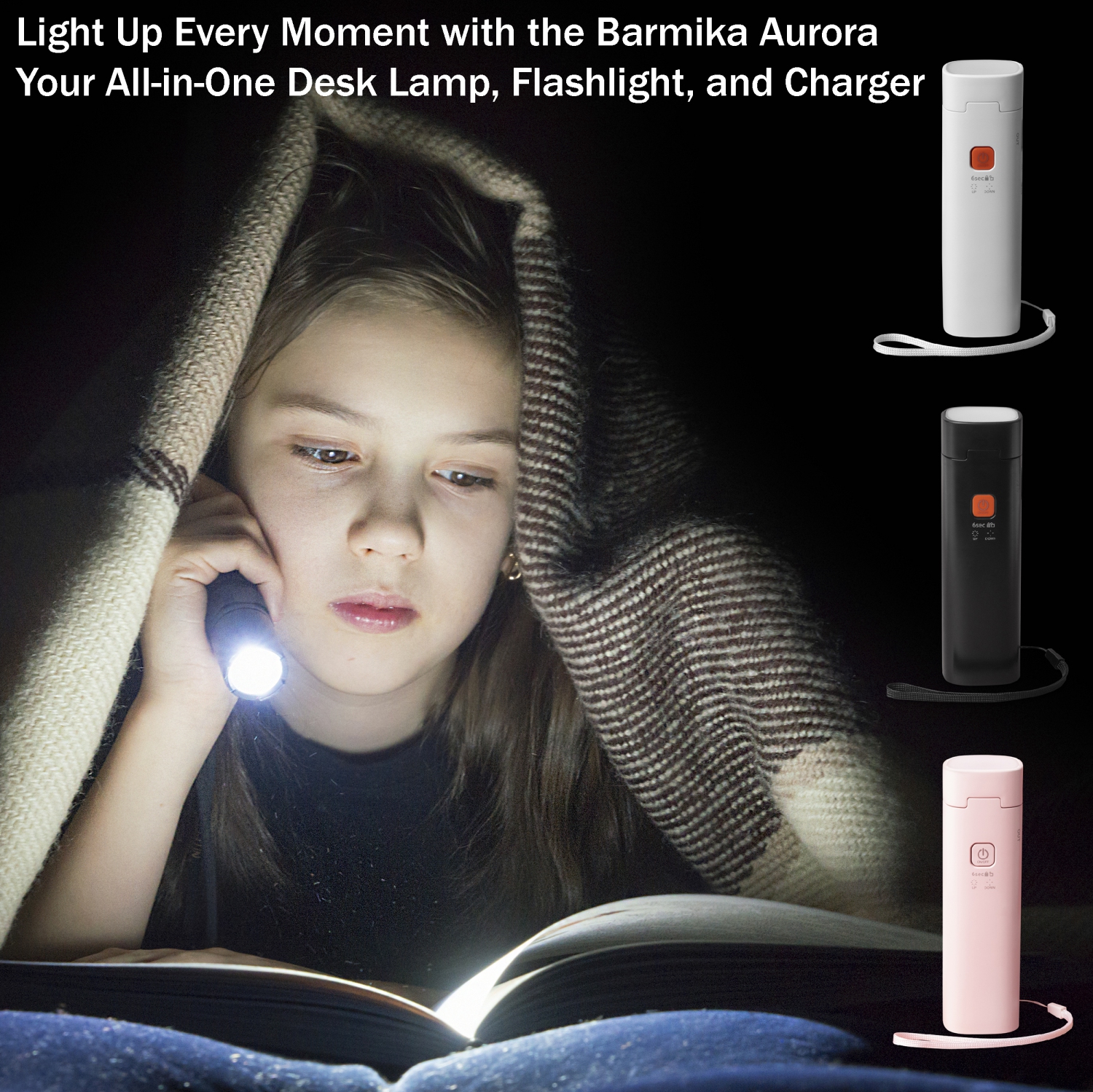 Cordless Desk Lamp – Rechargeable LED Flashlight – 3W – White