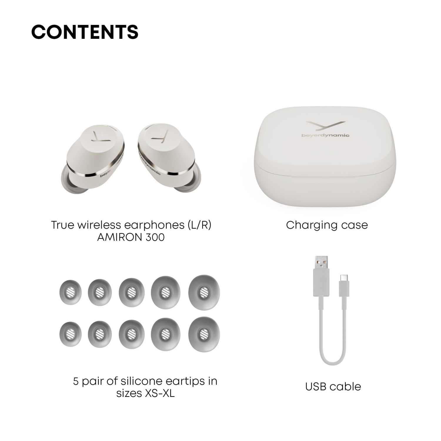 beyerdynamic Amiron 300 True Wireless Noise Cancelling Earbuds, Cream