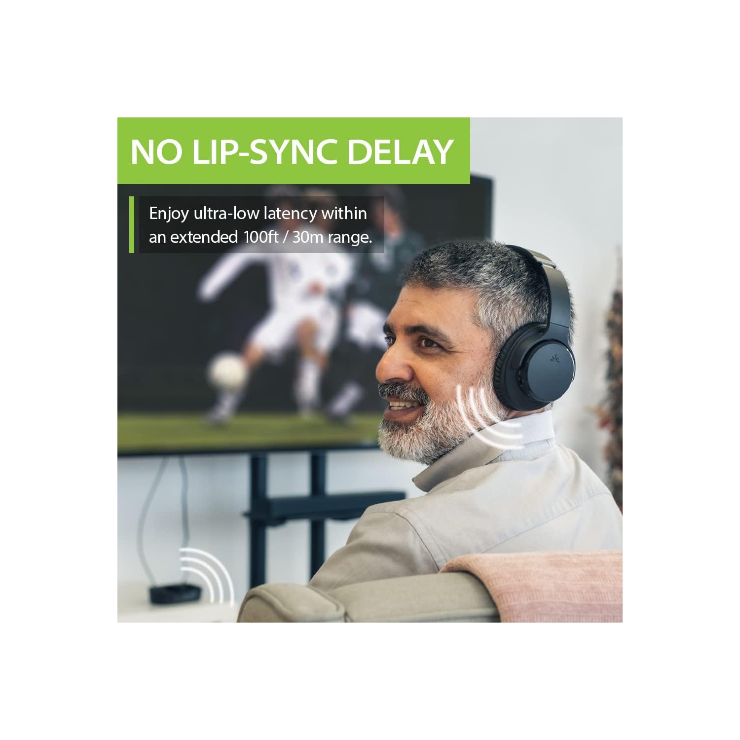 Ensemble d'Avantree - Écouteurs sans fil pour regarder la télévision avec station de recharge et émetteur