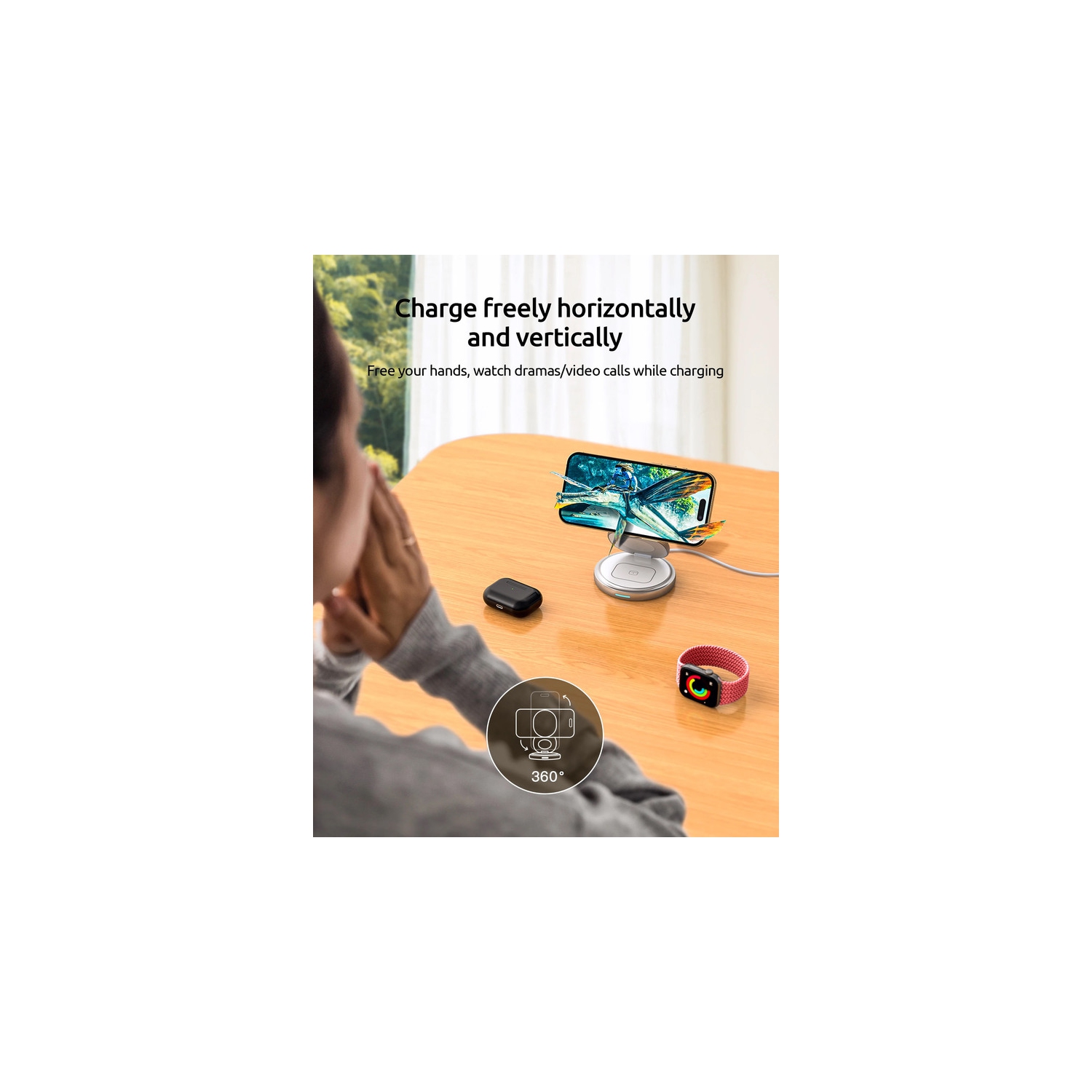 3 In 1 Magnetic Wireless Charger Stand for iPone 15 14 13 12 Airpods Pro iWatch 8 7 6 Metal Wireless Fast Charging Dock Station