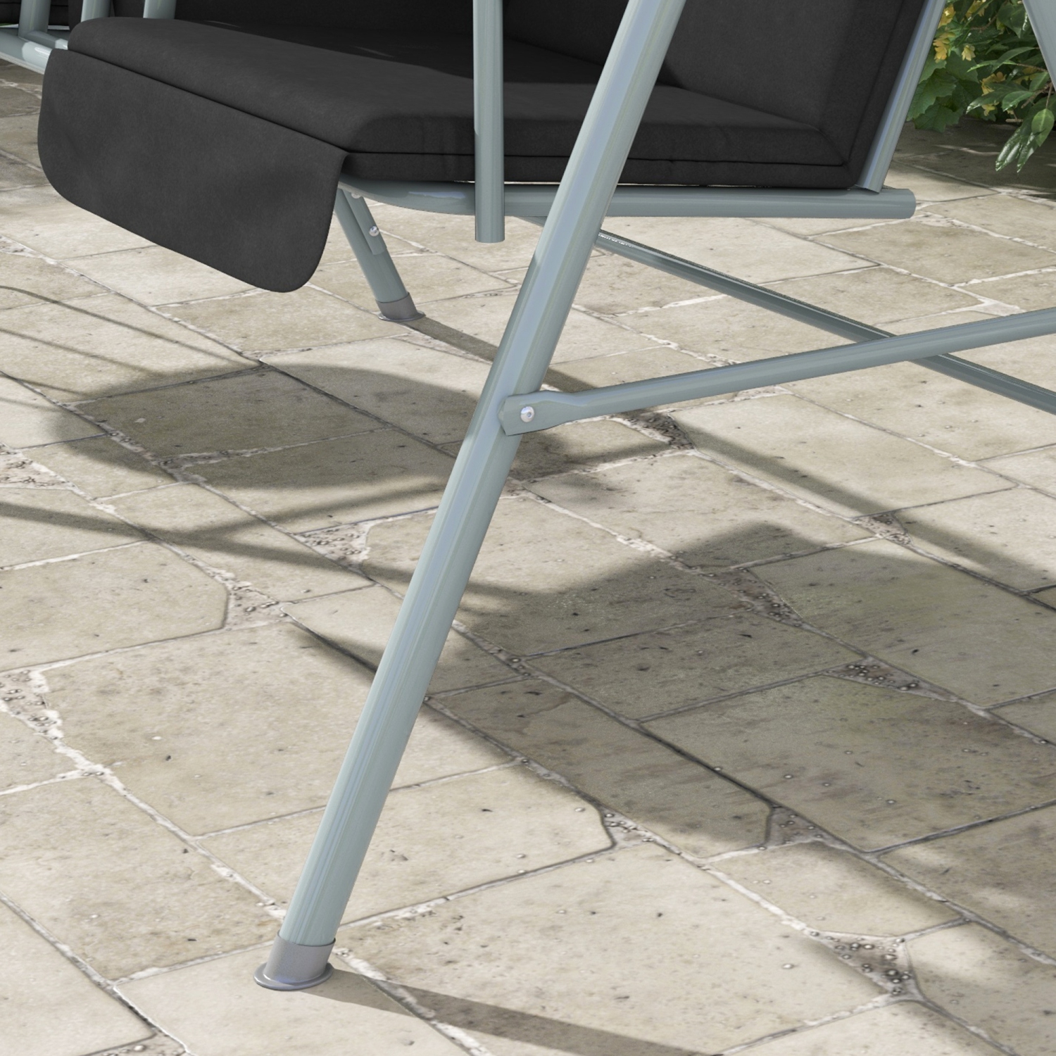 Outsunny 2 Person Porch Swing, Patio Swing Chair with Adjustable Canopy, Table and Storage bag for Outdoor, Garden, Backyard, Poolside, Black