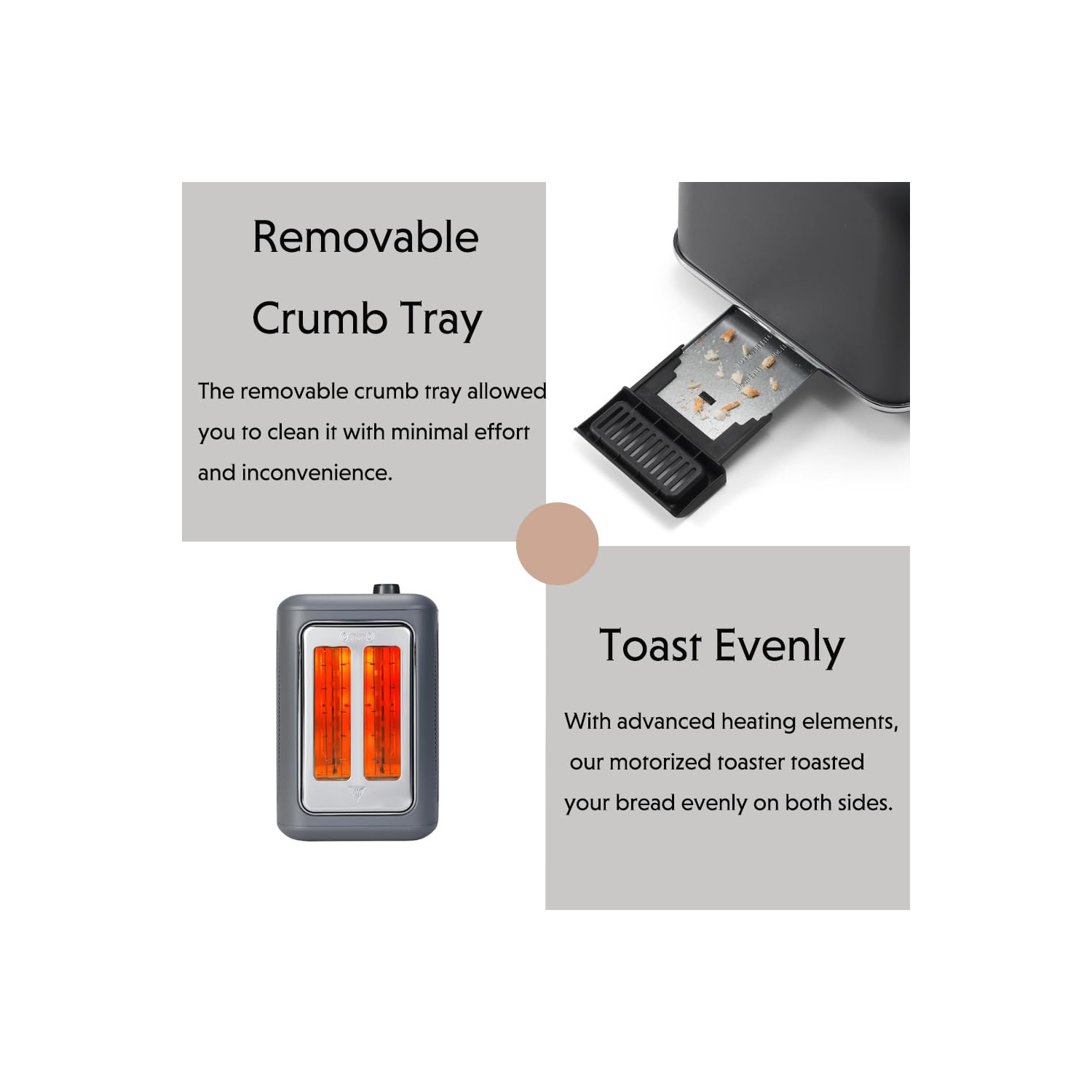 Grille-pain motorisé 2 tranches DT730 de BUYDEEM, grille-pain numérique intelligent sans levier avec minuterie LCD, 9 réglages de grillage pour