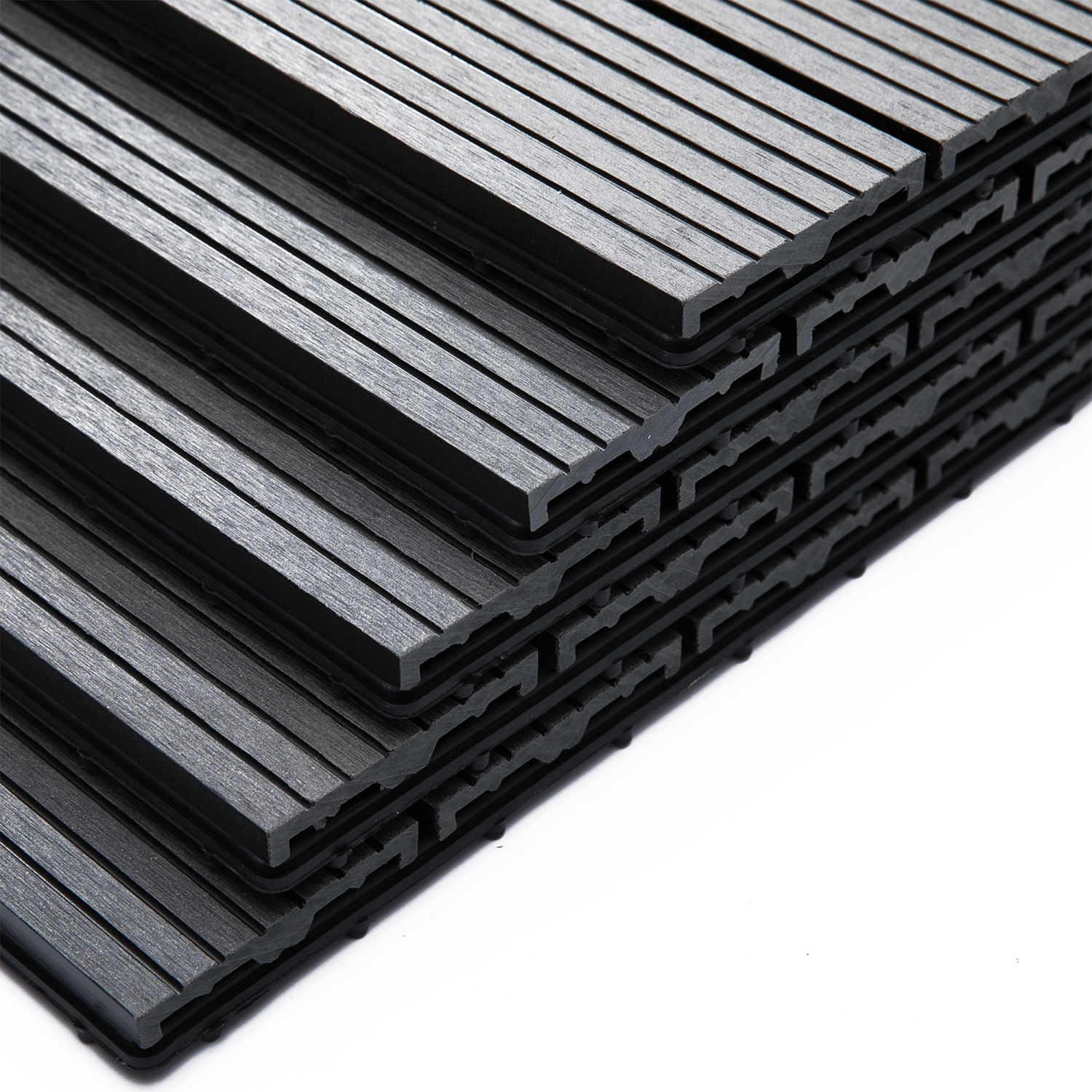 Outsunny 11 Pcs Plastic Interlocking Deck Tiles, 12" x 12" Non-slip Outdoor Flooring Tiles, 11 sq.ft. per Pack, All Weather for Indoor Outdoor Patio