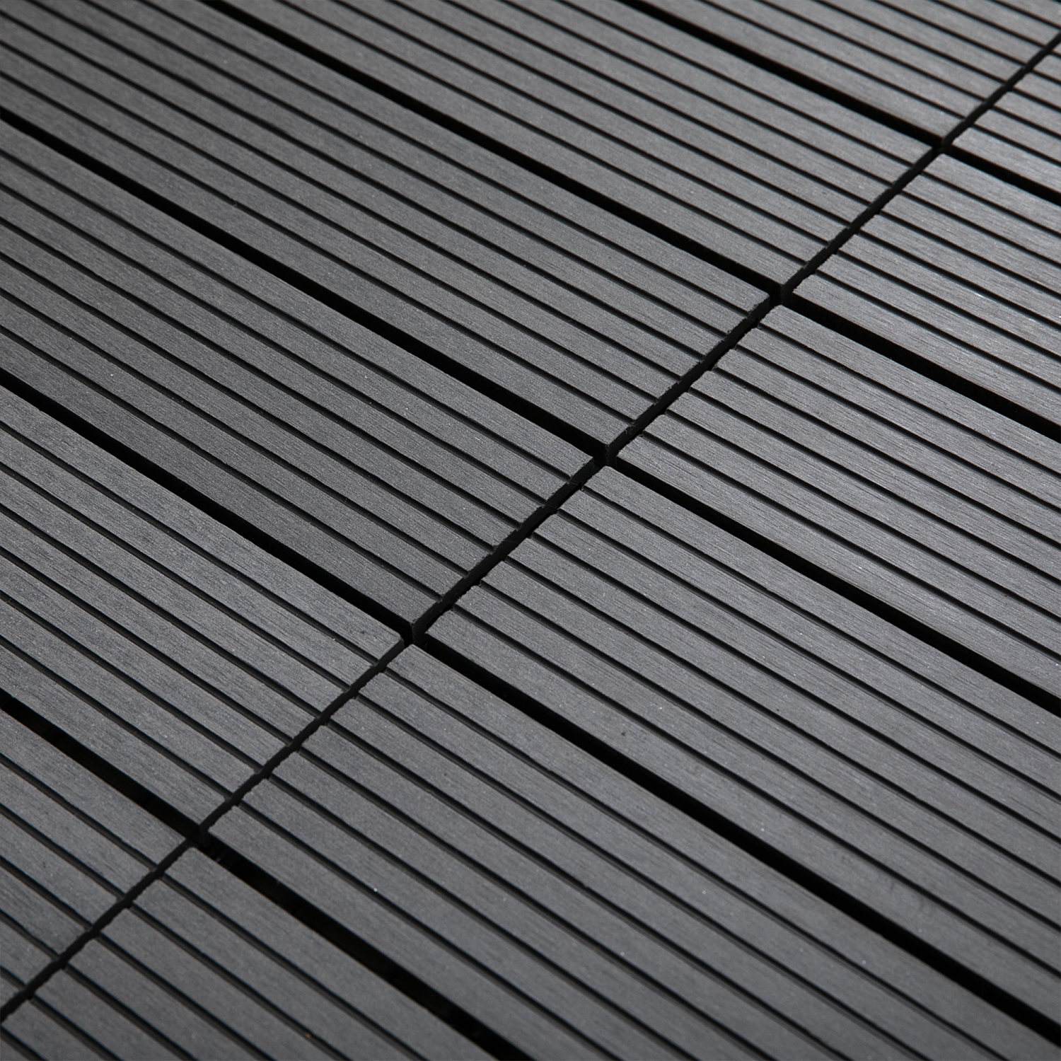 Outsunny 11 Pcs Plastic Interlocking Deck Tiles, 12" x 12" Non-slip Outdoor Flooring Tiles, 11 sq.ft. per Pack, All Weather for Indoor Outdoor Patio