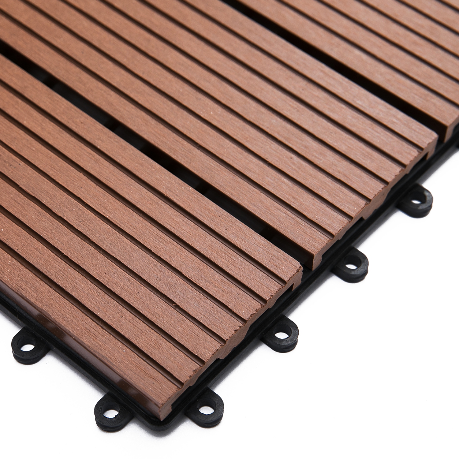 Outsunny 11 Pcs Plastic Interlocking Deck Tiles, 12" x 12" Non-slip Outdoor Flooring Tiles, 11 sq.ft. Per Pack, All Weather for Indoor Outdoor Patio