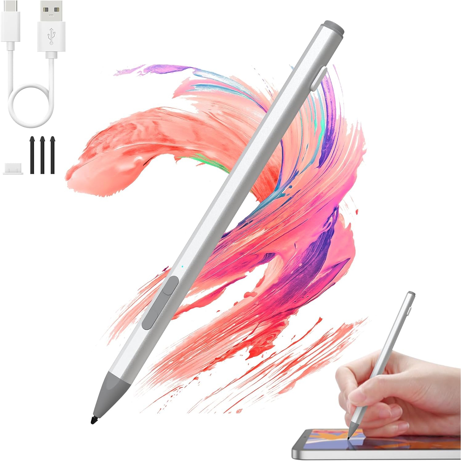 Microsoft Surface Pen - Surface Pro 11/10/9/8/7/6/5/4/3/X/Surface 3, Surface Go 4/3/2/1, Surface Laptop/Studio/Book 4/3/2/1 Stylus Pen, with Palm Rejection and Rechargeable